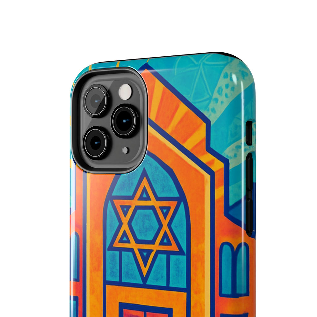 Jewish Synagogue Art Tough Phone Case — Colorful Jewish Community Design