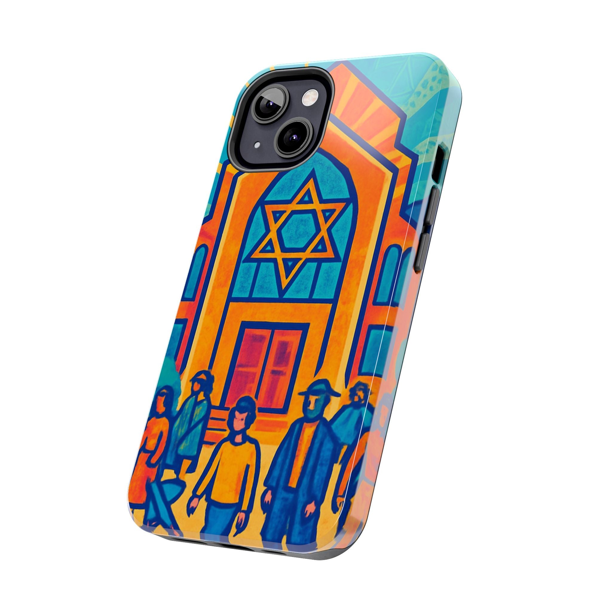 Jewish Synagogue Art Tough Phone Case — Colorful Jewish Community Design