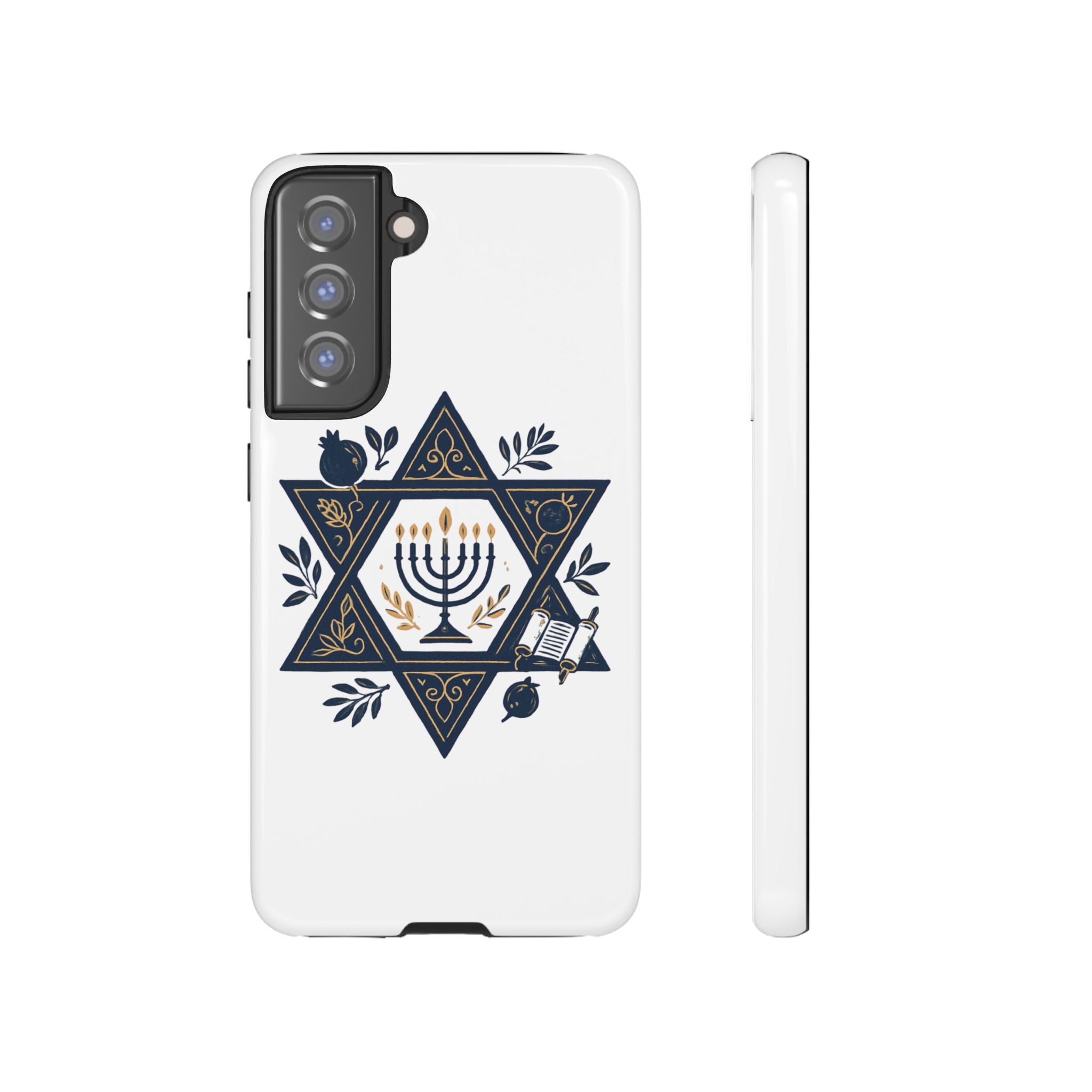 Jewish Star of David Menorah Phone Case — Jewish Hanukkah Symbol Protective Cover
