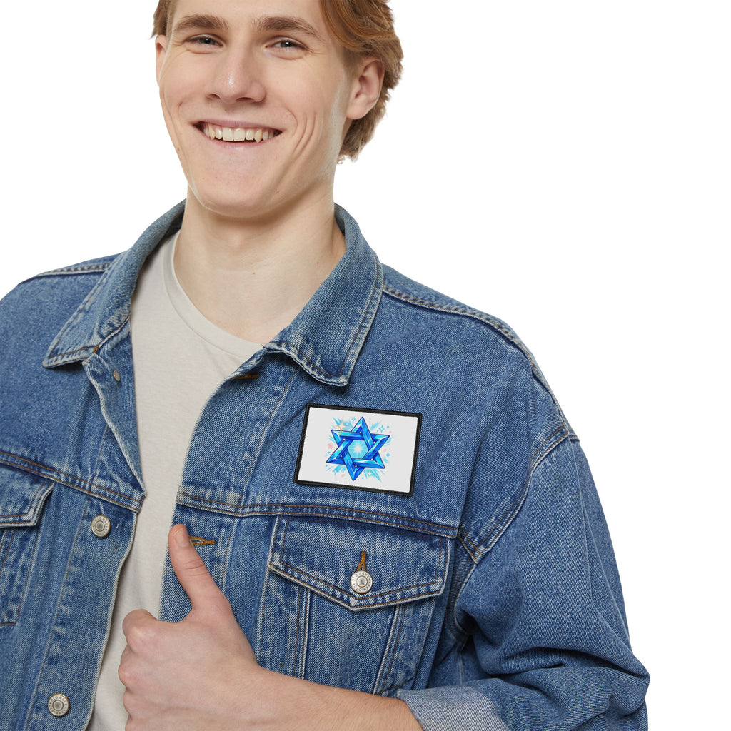 Star of David Iron-On Patch — Sparkling Blue Judaica Patch for Jackets & Bags