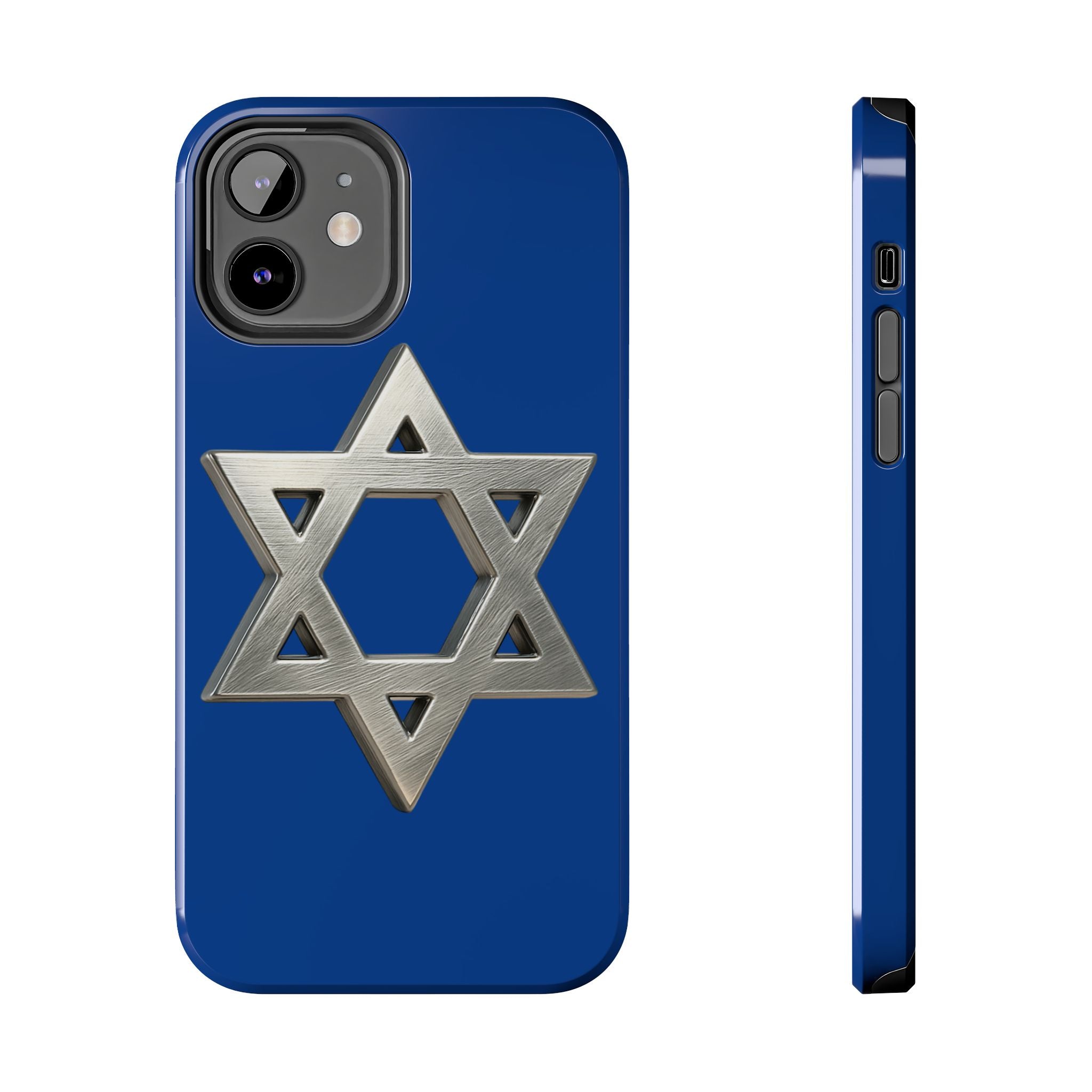 Jewish Blue Phone Case with Silver Star of David – Tough Protective Jewish Religious Design