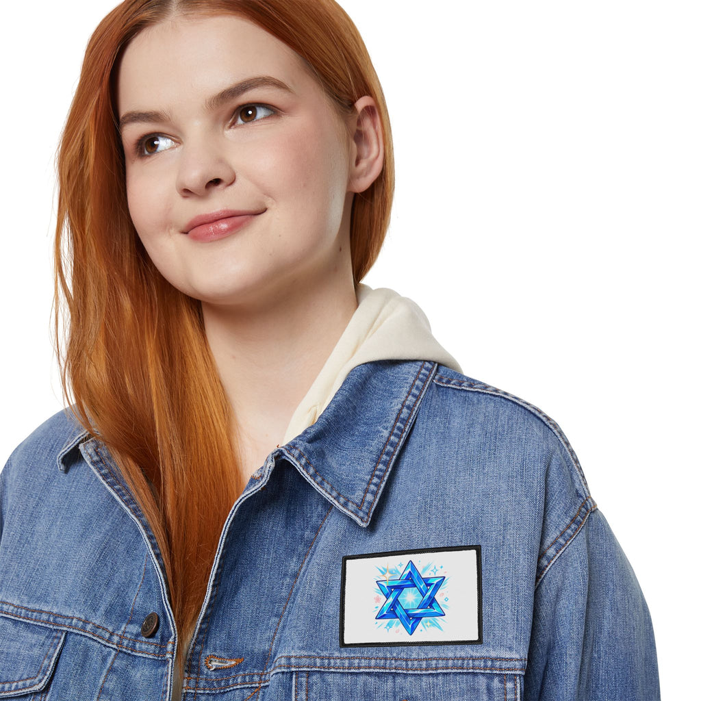 Star of David Iron-On Patch — Sparkling Blue Judaica Patch for Jackets & Bags