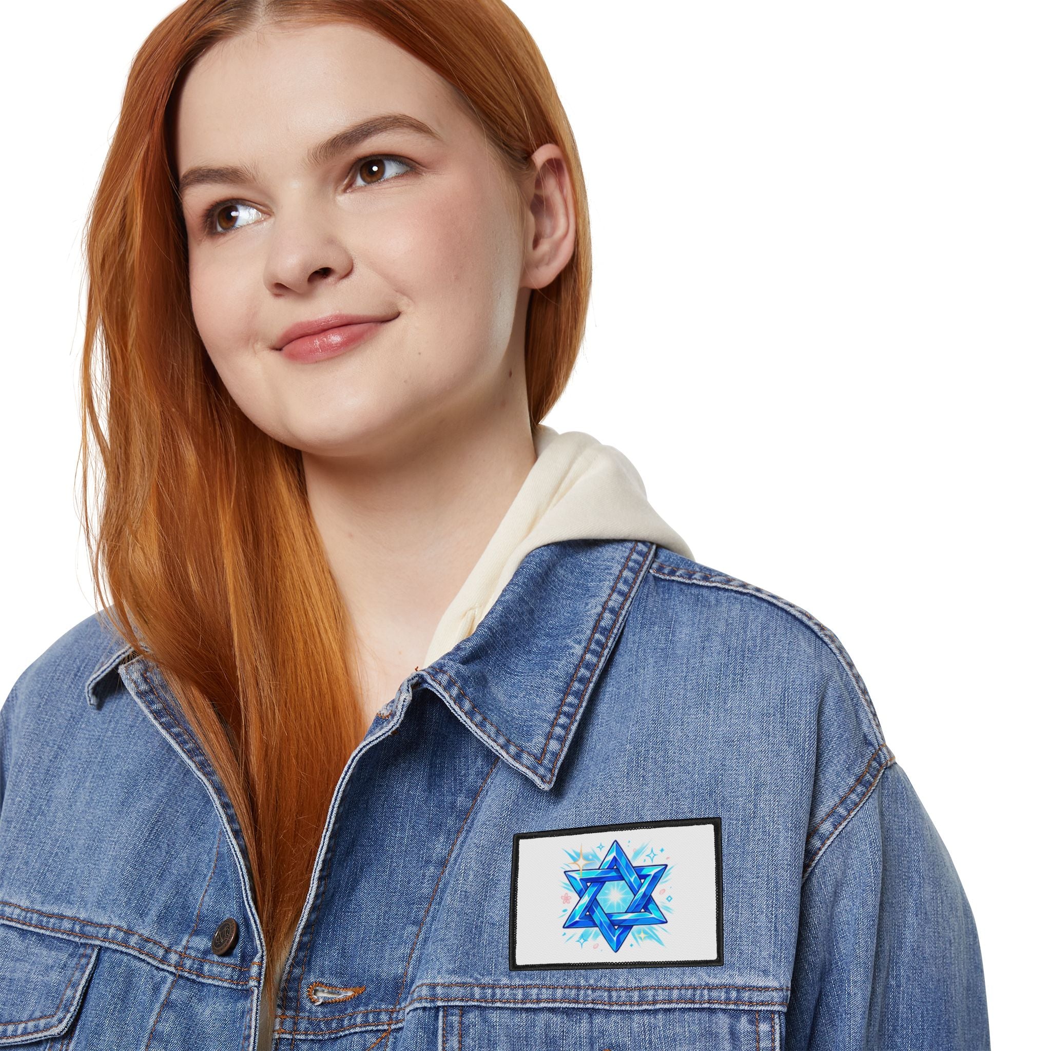 Star of David Iron-On Patch — Sparkling Blue Judaica Patch for Jackets & Bags