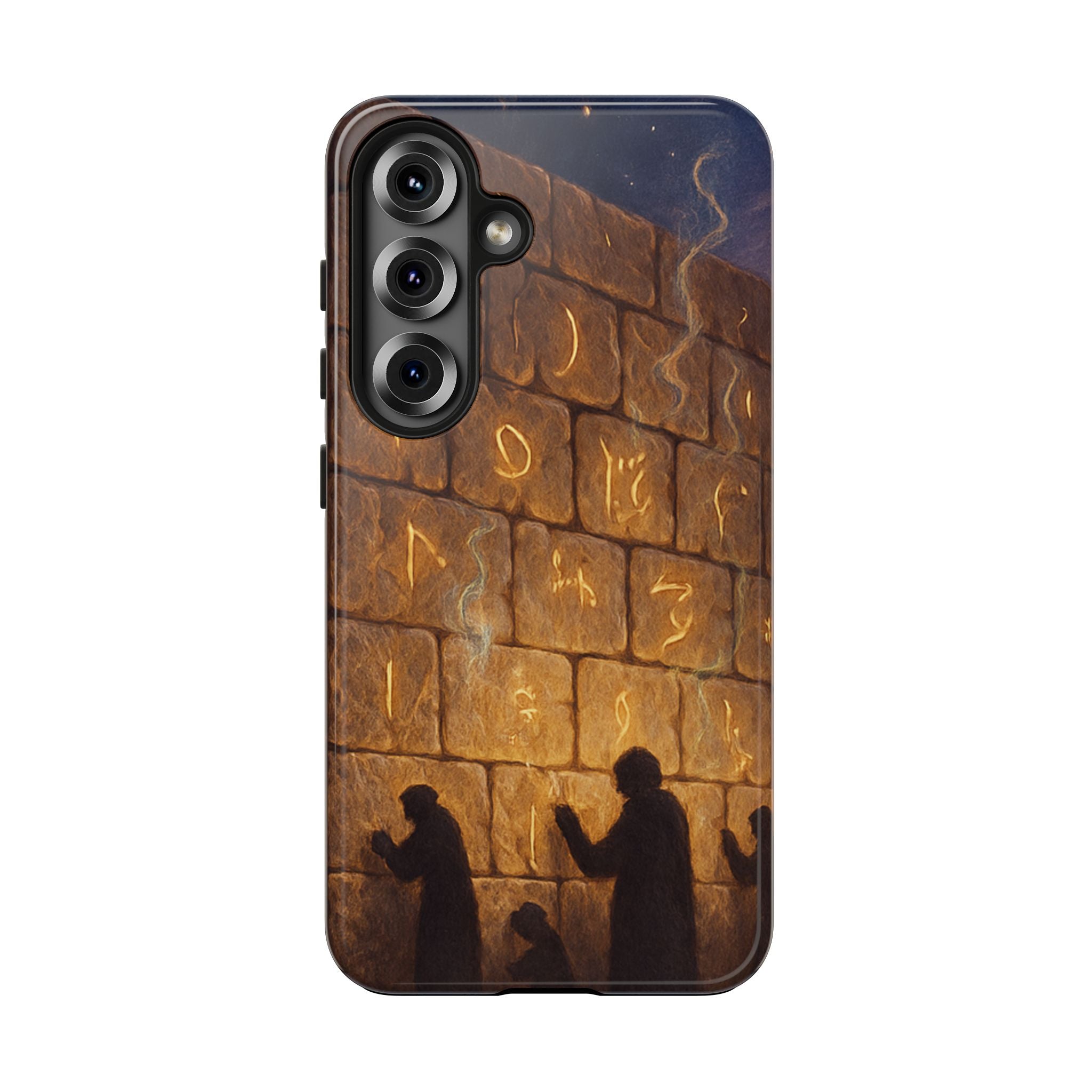 Jewish western Wall Illustration Phone Case — Prayer Silhouettes, Jerusalem Religious Art