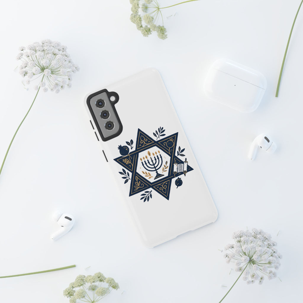 Jewish Star of David Menorah Phone Case — Jewish Hanukkah Symbol Protective Cover