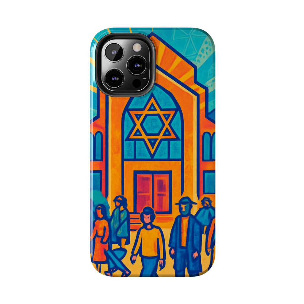 Jewish Synagogue Art Tough Phone Case — Colorful Jewish Community Design