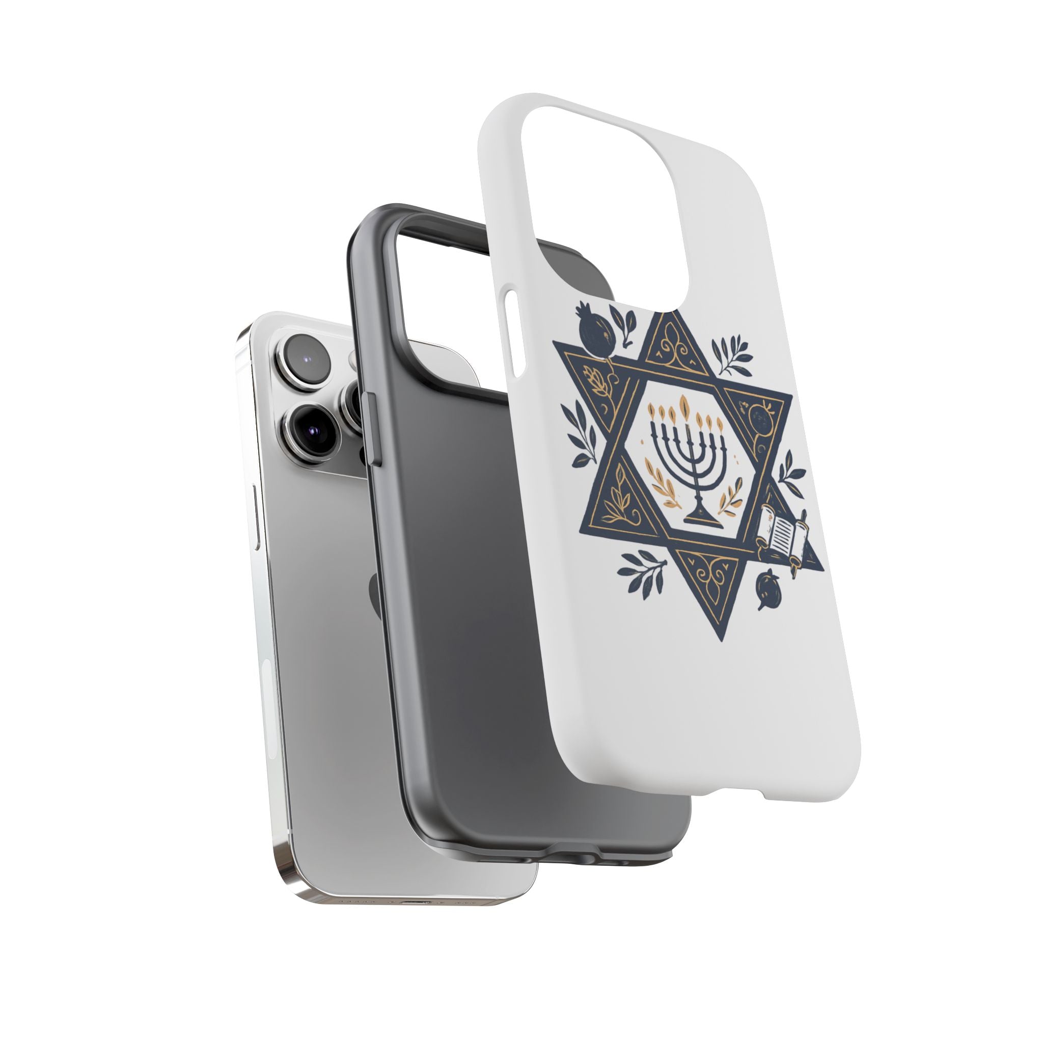 Jewish Star of David Menorah Phone Case — Jewish Hanukkah Symbol Protective Cover