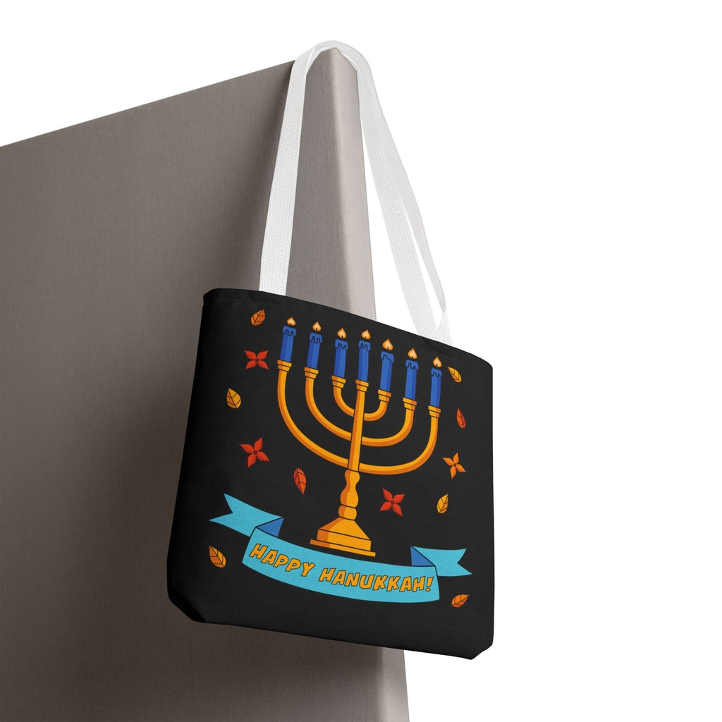 Hanukkah Menorah Tote Bag – "Happy Hanukkah" Holiday Gift Tote