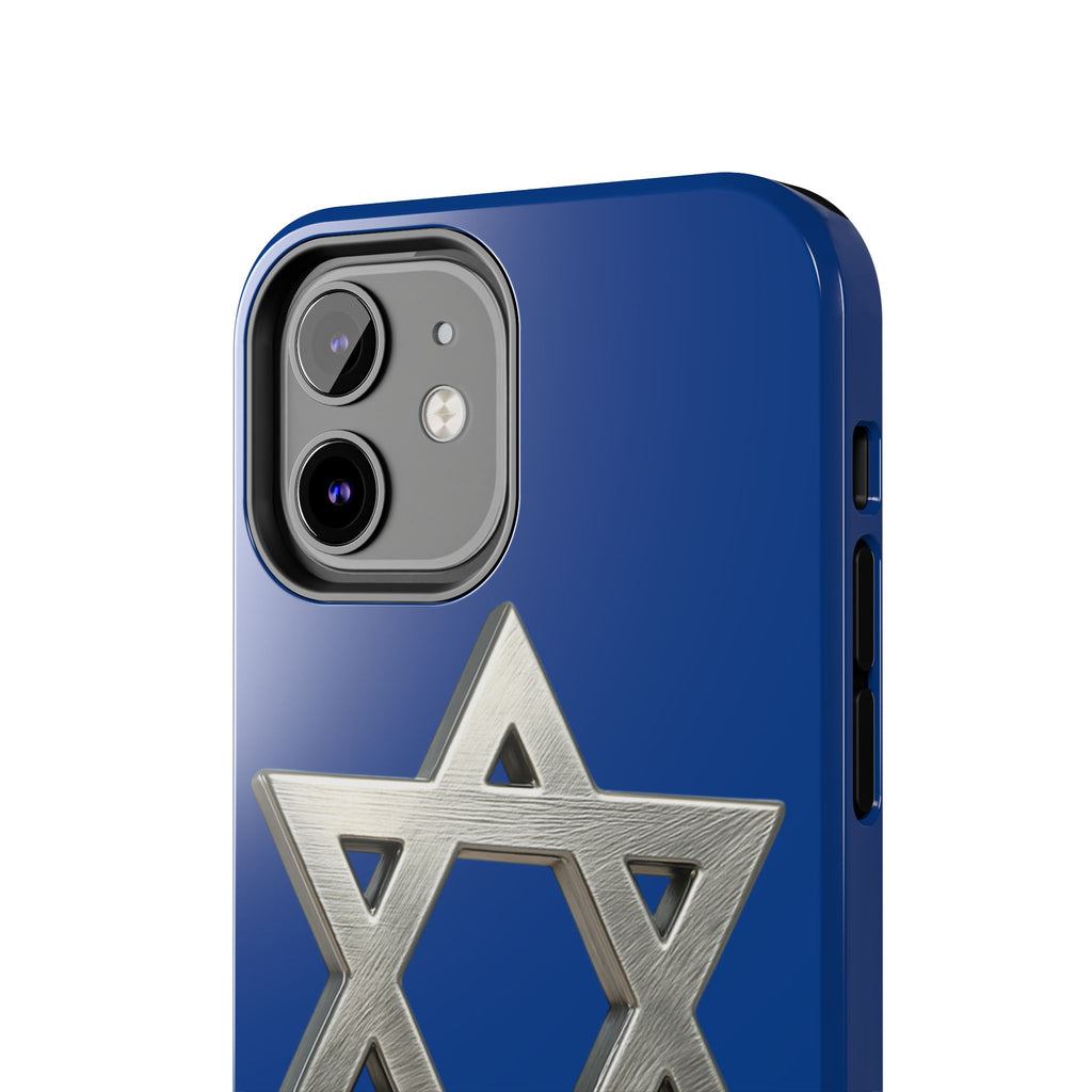 Jewish Blue Phone Case with Silver Star of David – Tough Protective Jewish Religious Design