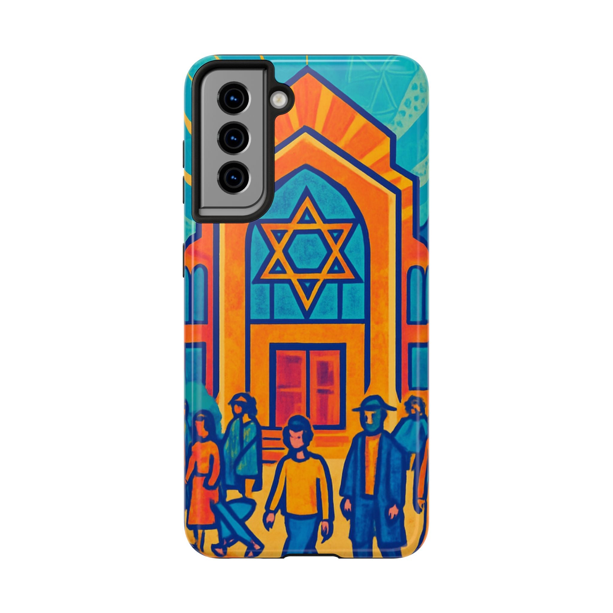 Jewish Synagogue Art Tough Phone Case — Colorful Jewish Community Design