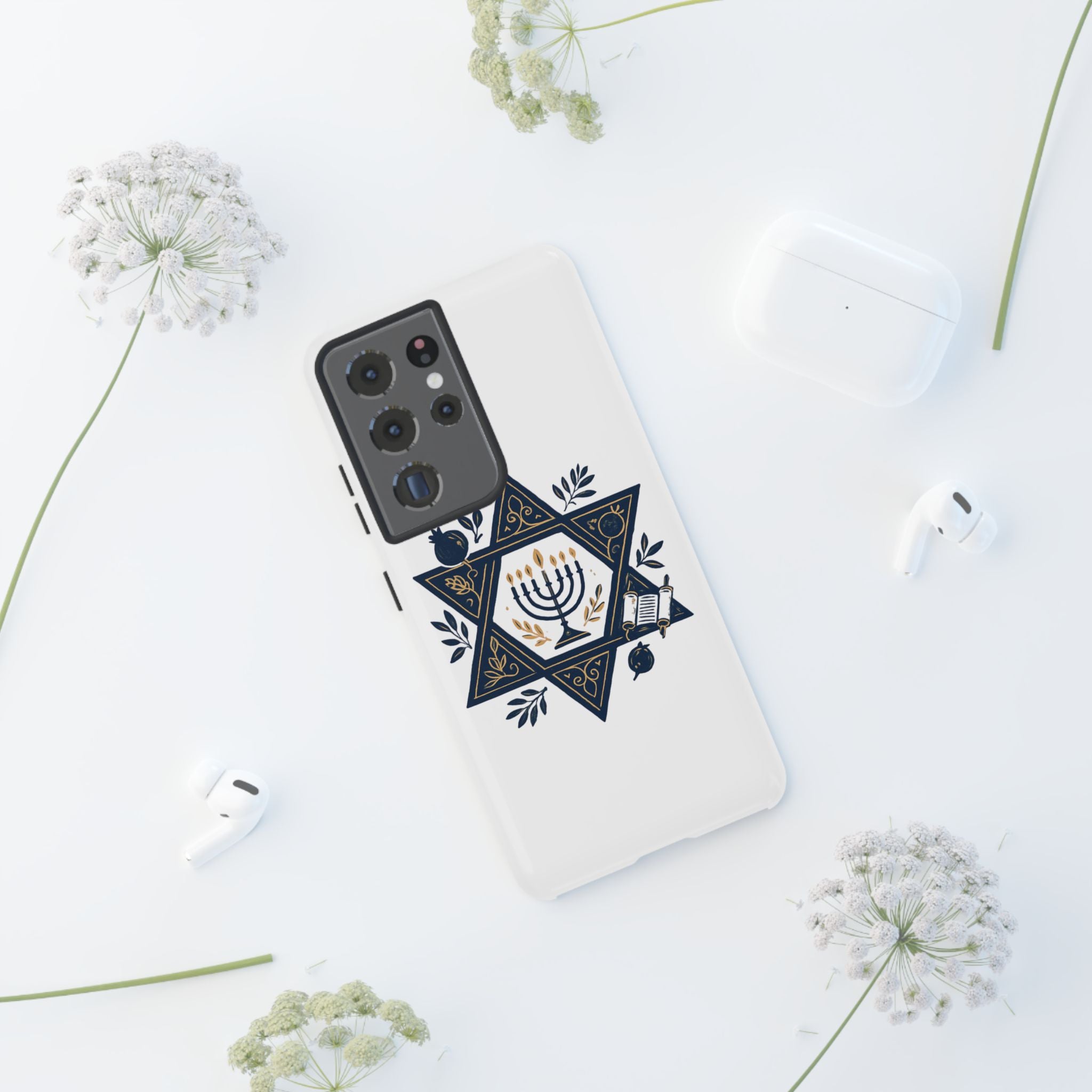 Jewish Star of David Menorah Phone Case — Jewish Hanukkah Symbol Protective Cover