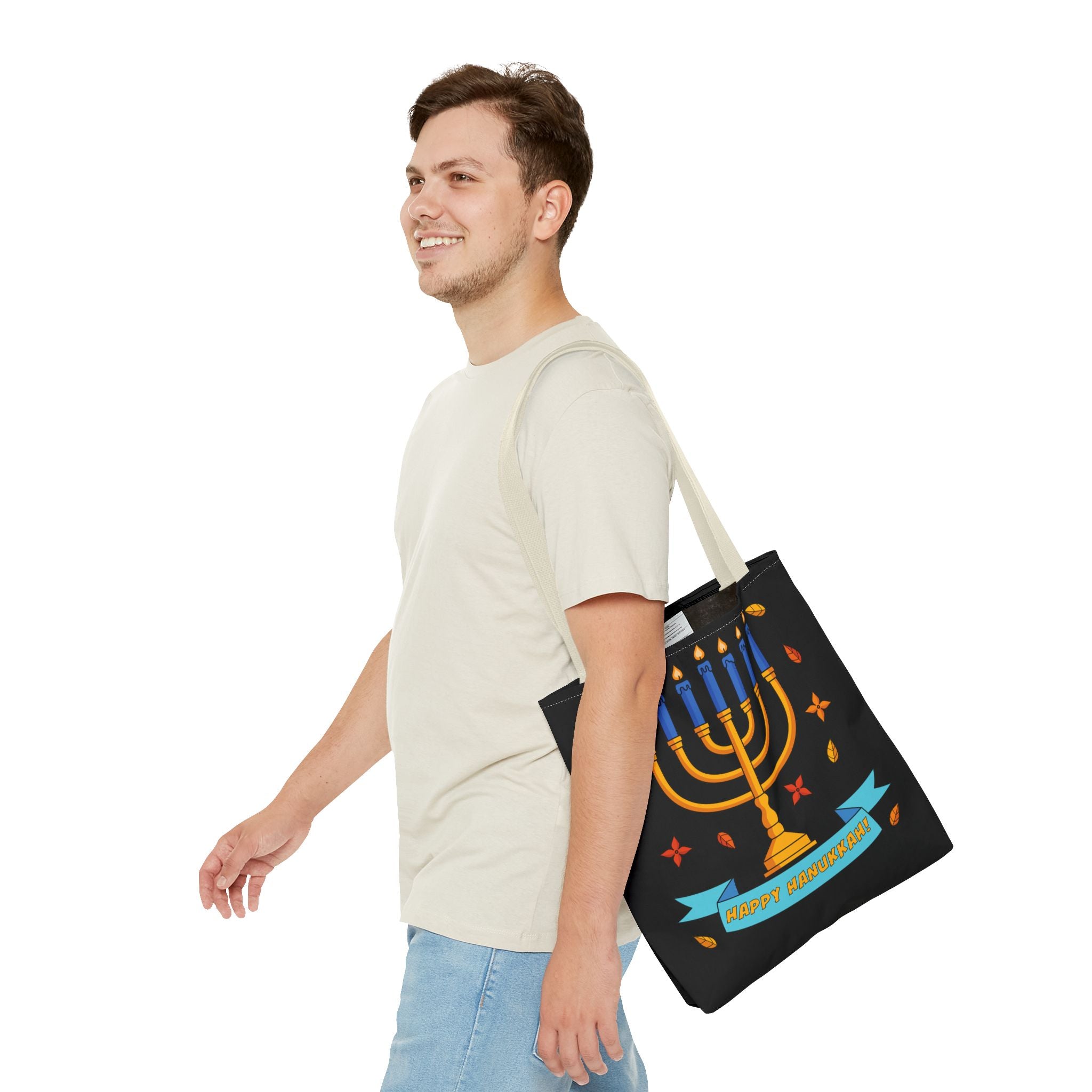 Hanukkah Menorah Tote Bag – "Happy Hanukkah" Holiday Gift Tote