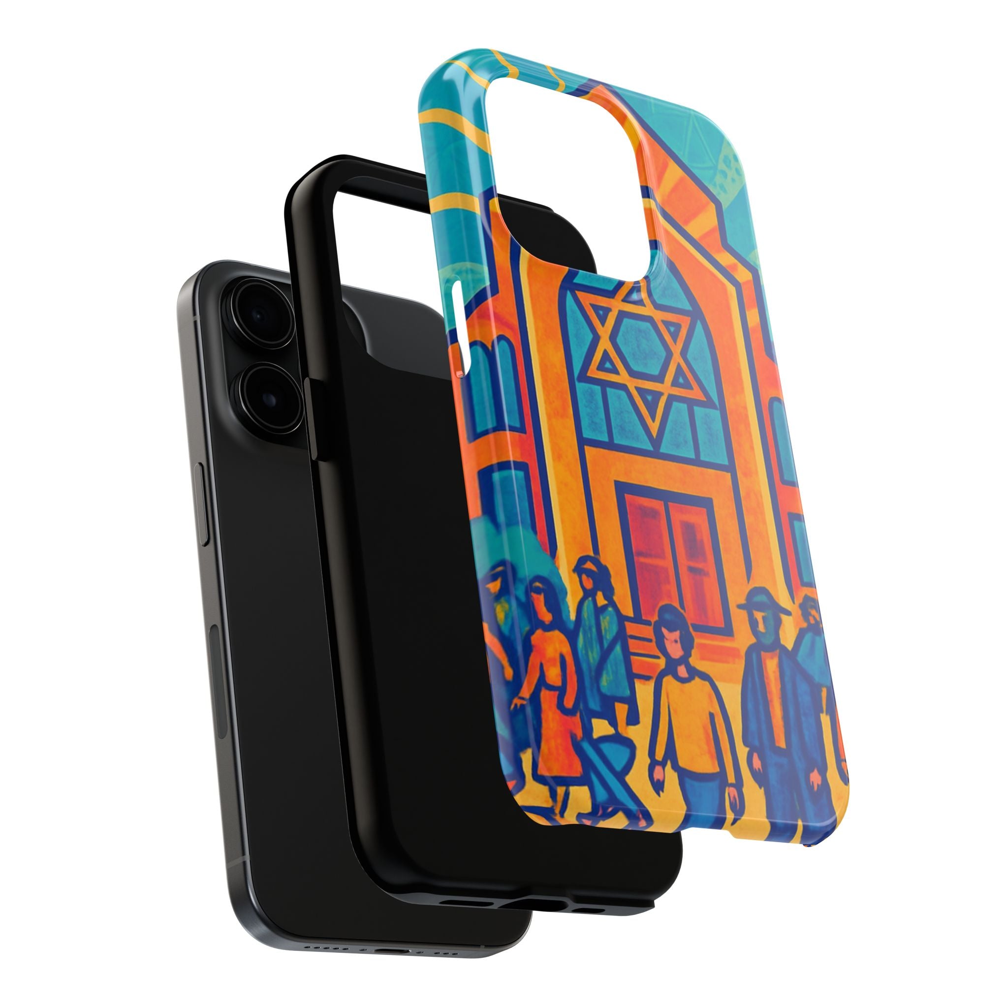 Jewish Synagogue Art Tough Phone Case — Colorful Jewish Community Design