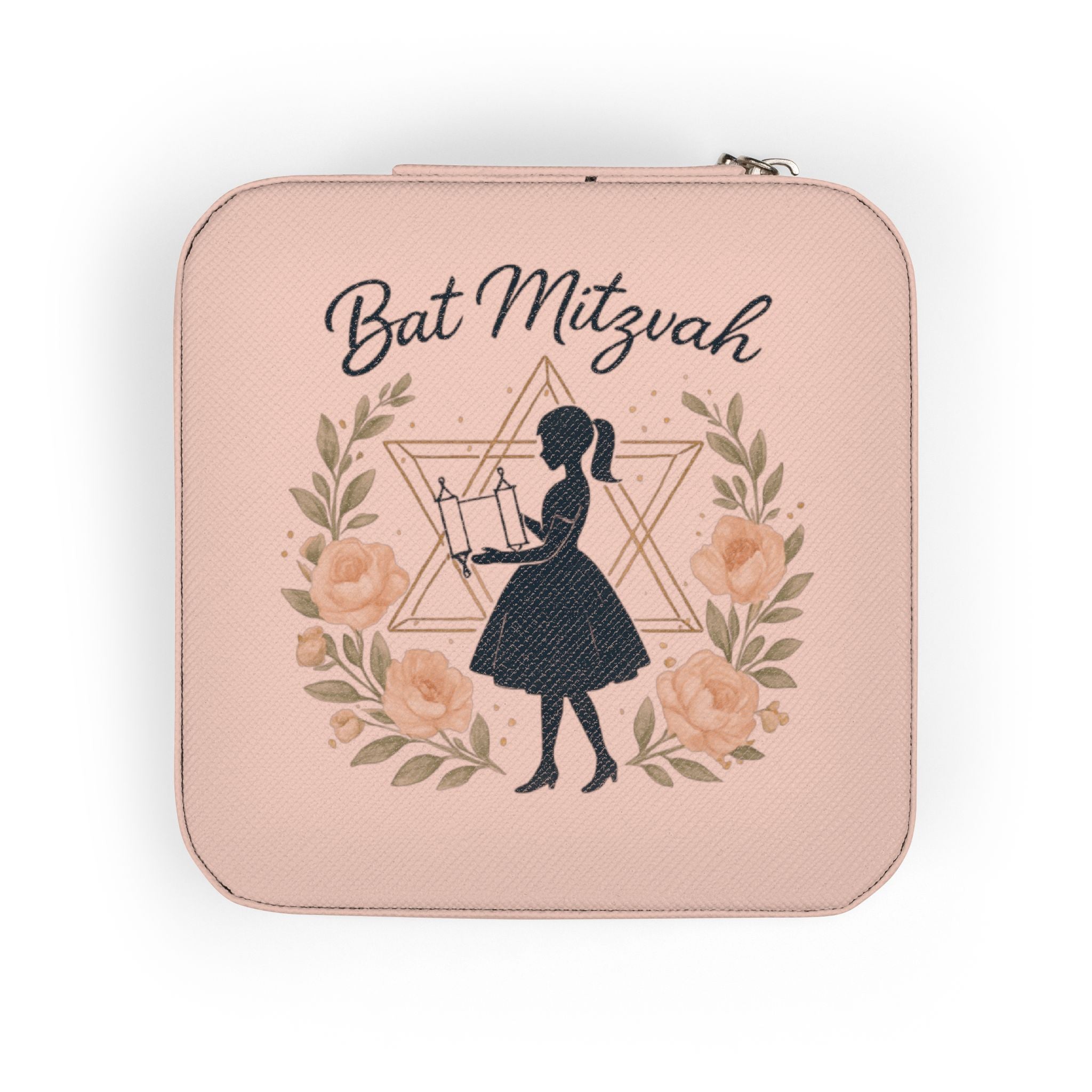 Bat Mitzvah Jewelry Travel Case – Compact Pink Keepsake Organizer