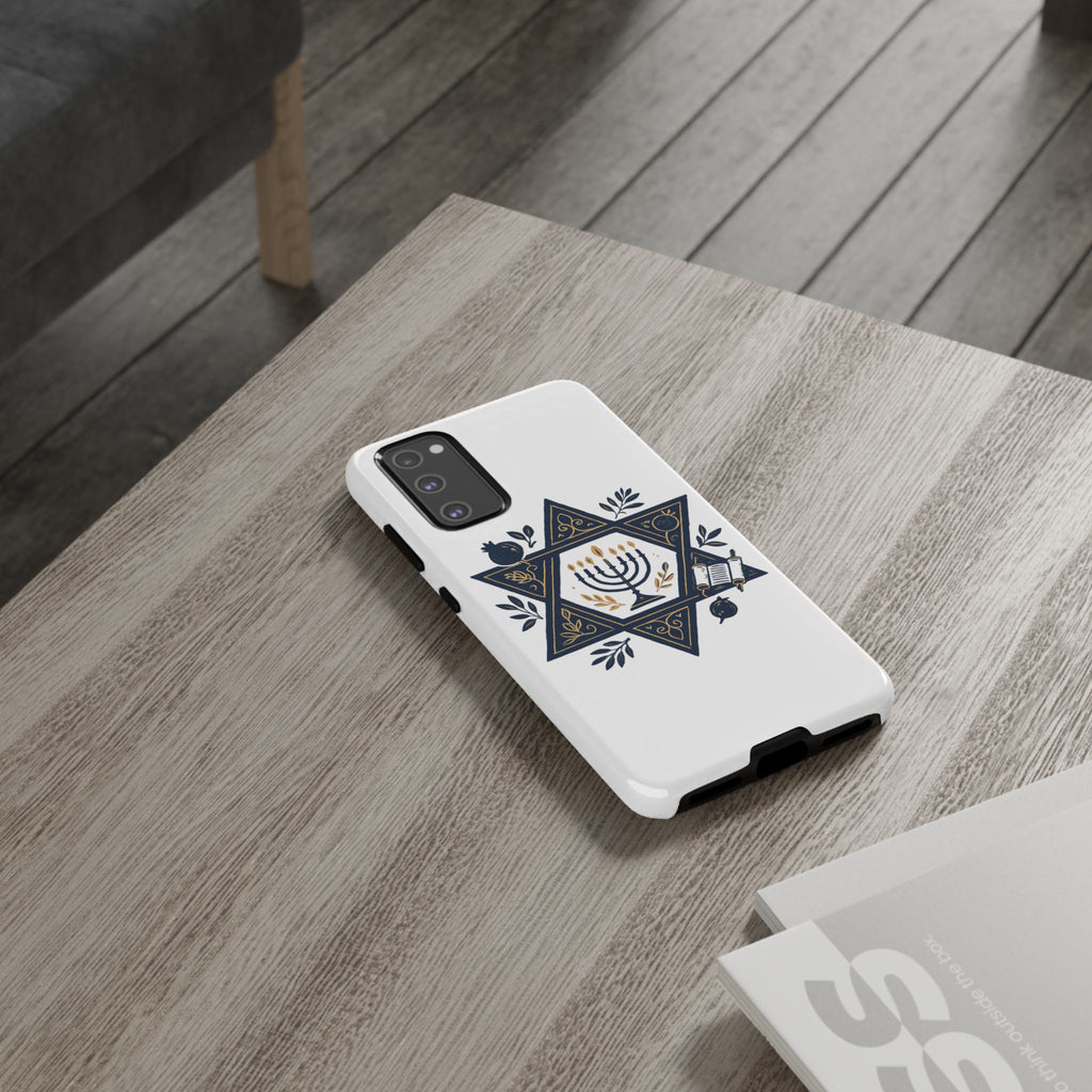 Jewish Star of David Menorah Phone Case — Jewish Hanukkah Symbol Protective Cover