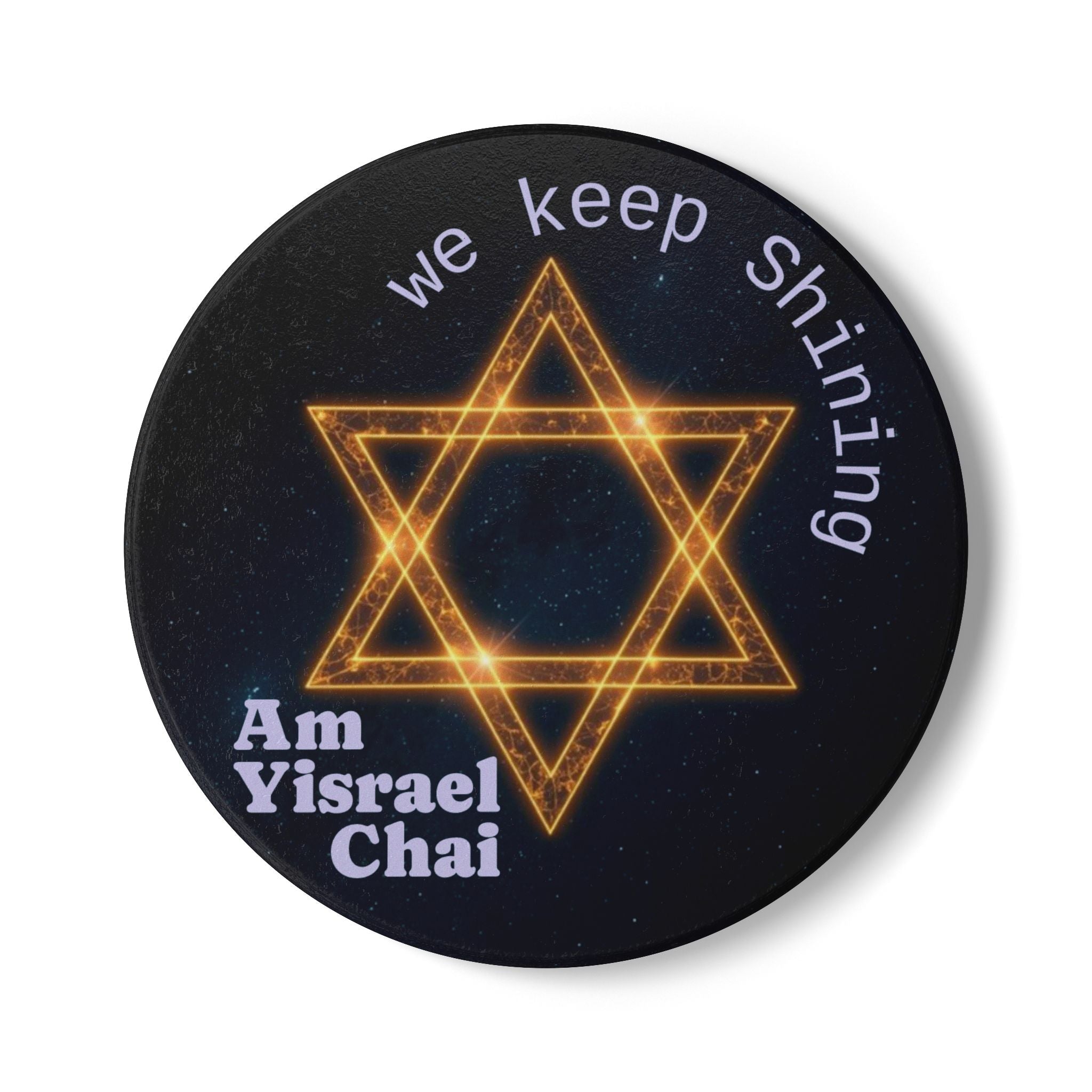 Star of David Ceramic Coaster — "We Keep Shining" Am Yisrael Chai Drink Coaster