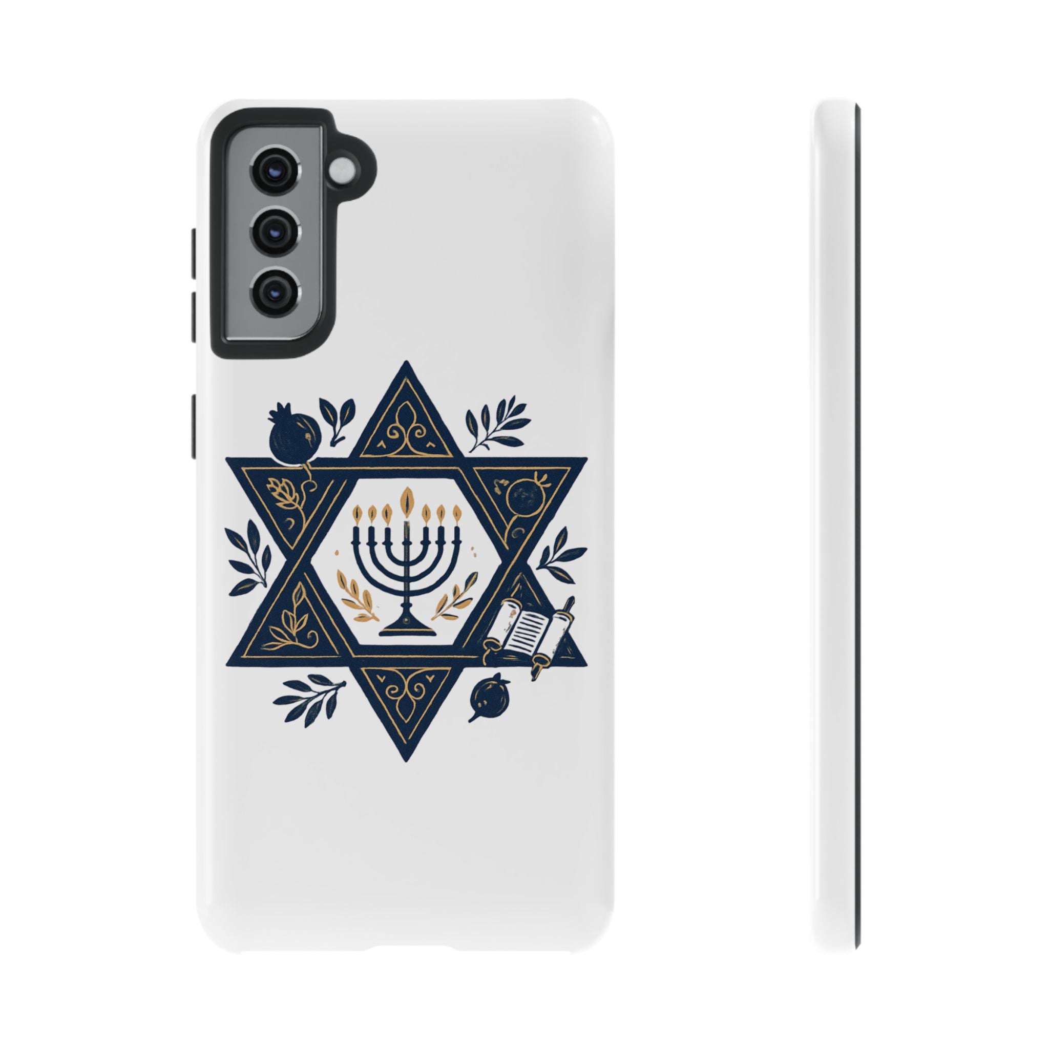 Jewish Star of David Menorah Phone Case — Jewish Hanukkah Symbol Protective Cover