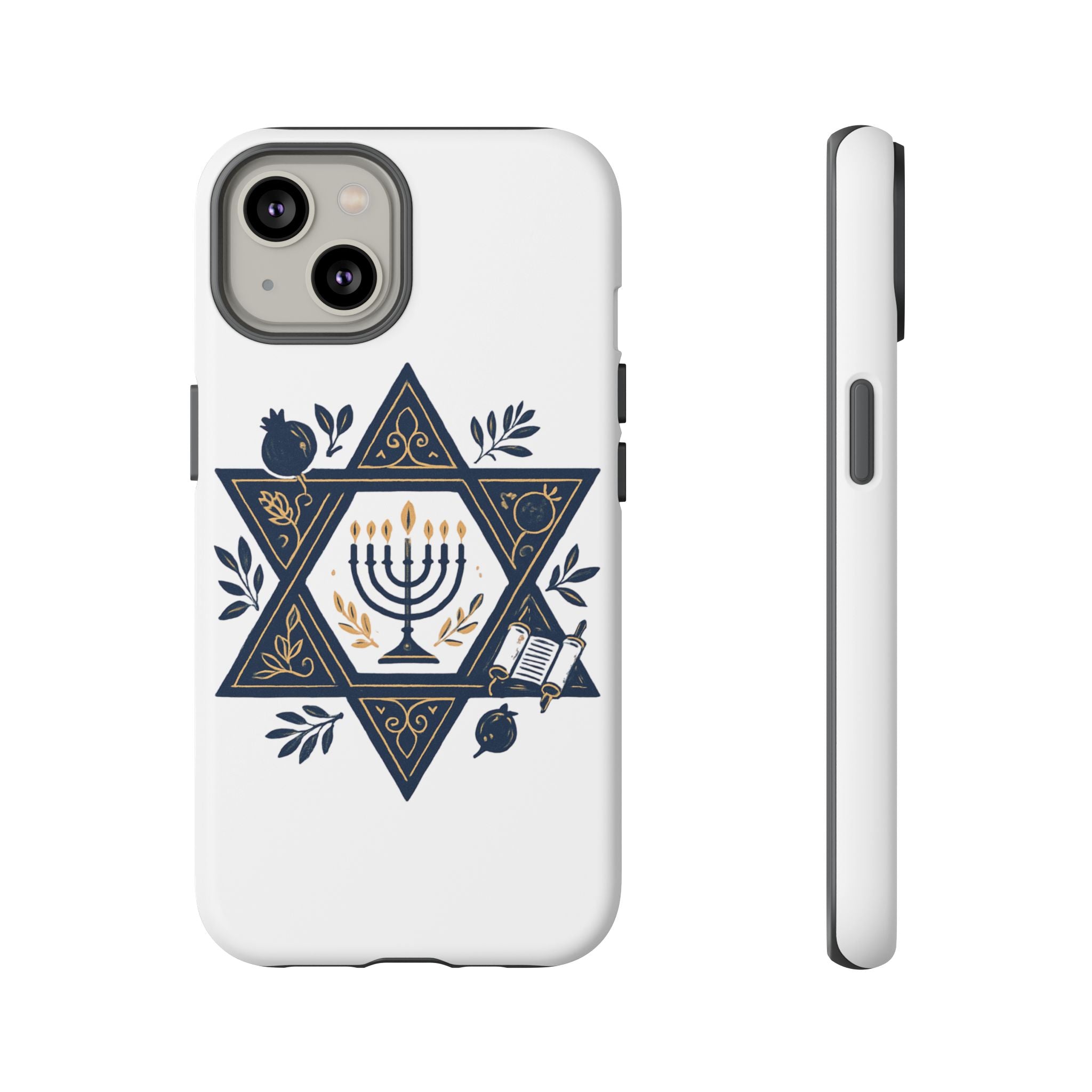 Jewish Star of David Menorah Phone Case — Jewish Hanukkah Symbol Protective Cover