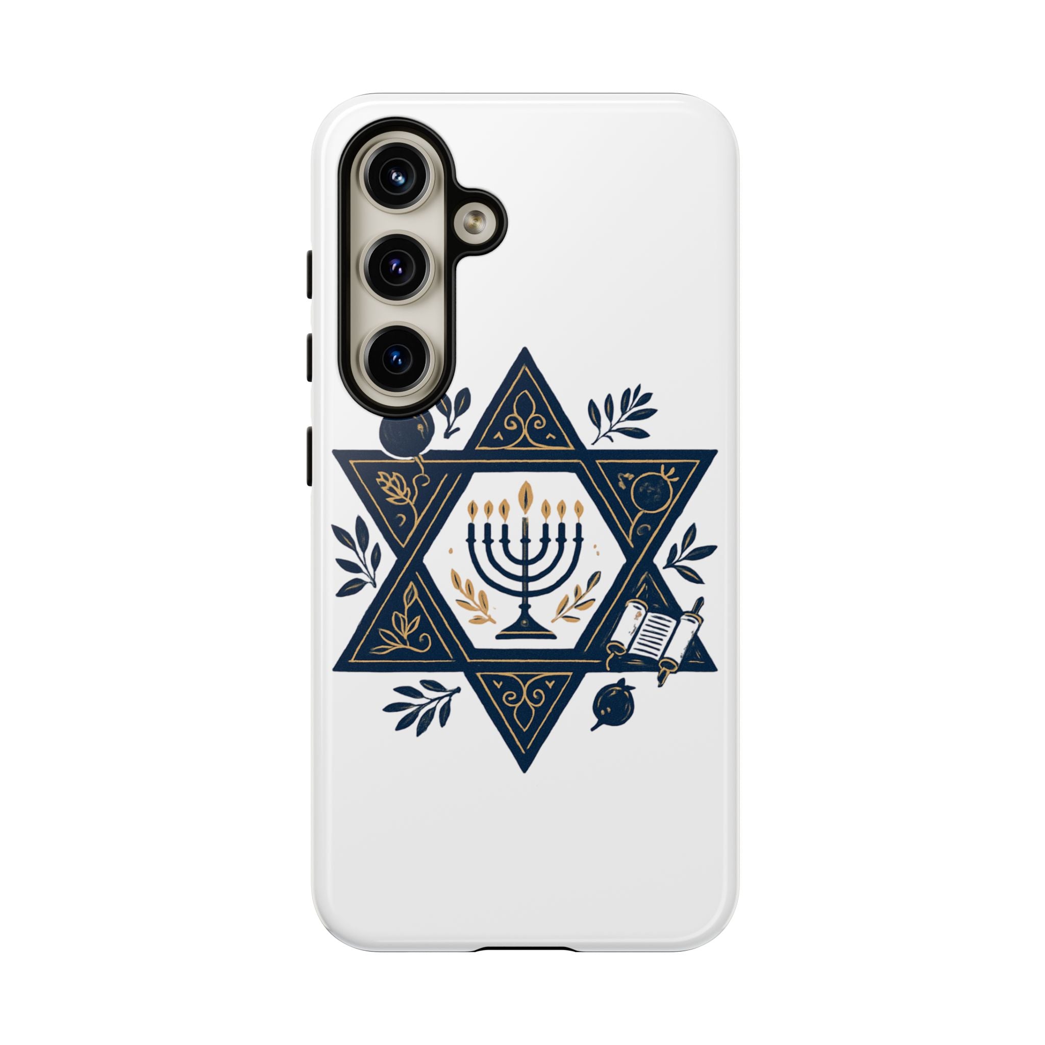 Jewish Star of David Menorah Phone Case — Jewish Hanukkah Symbol Protective Cover