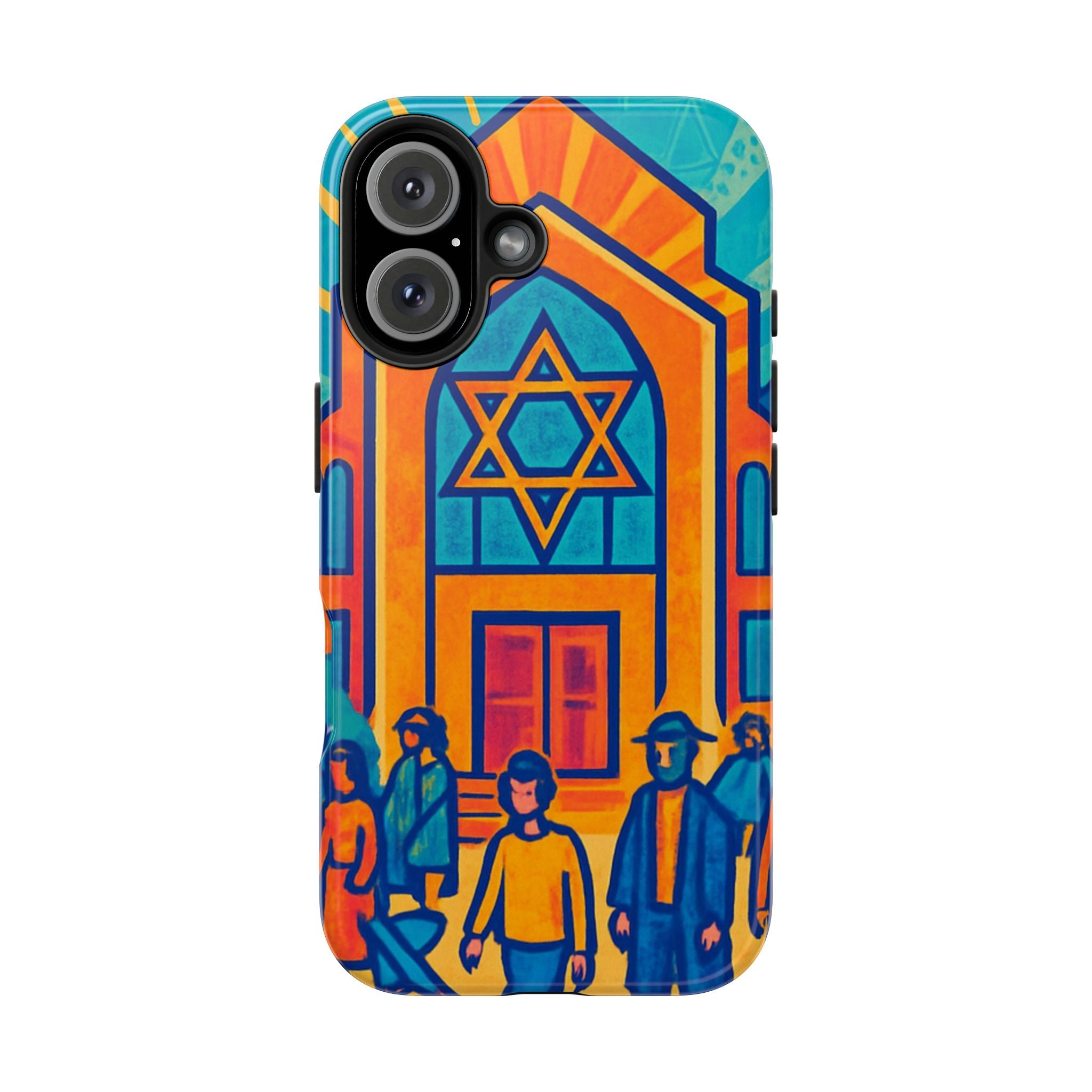 Jewish Synagogue Art Tough Phone Case — Colorful Jewish Community Design