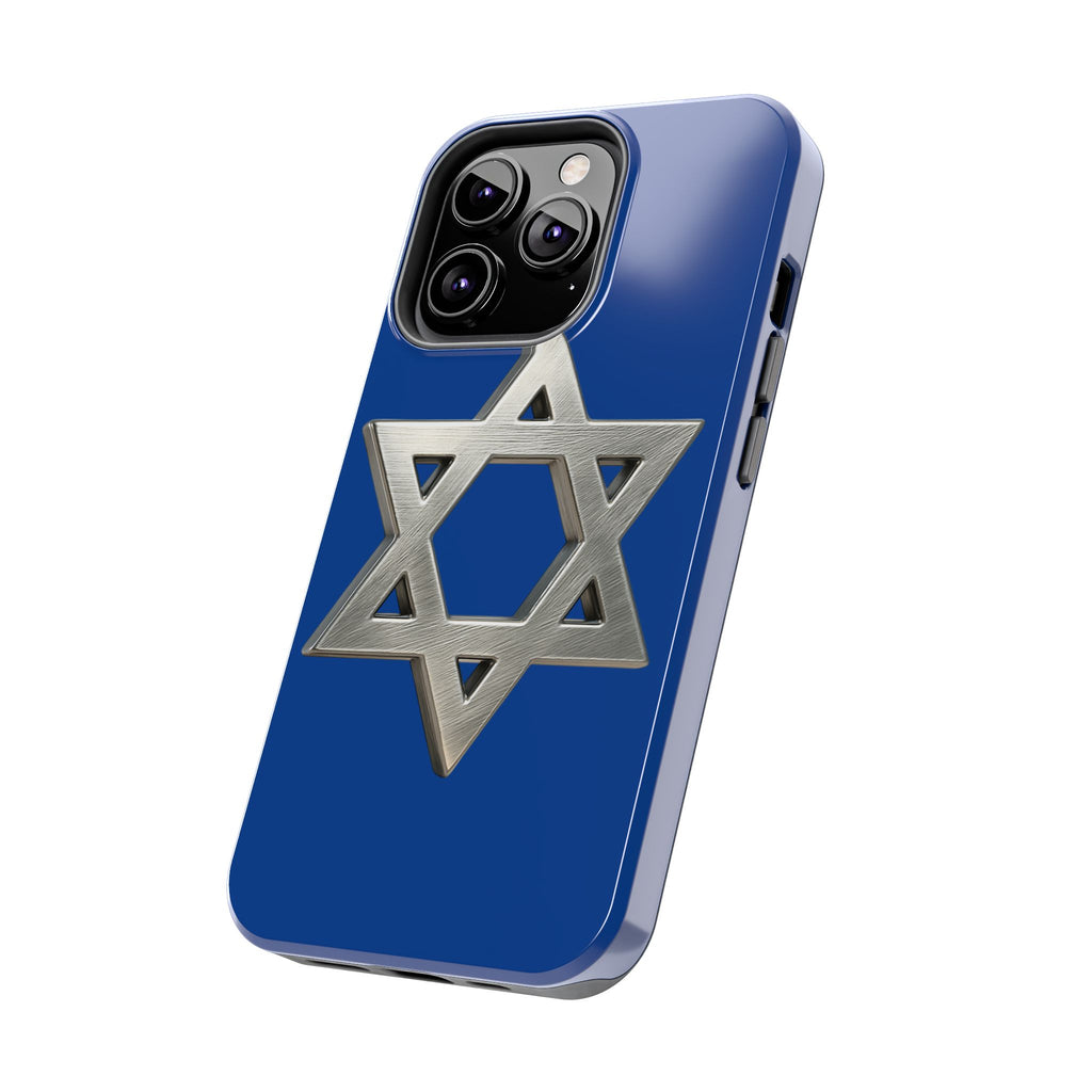 Jewish Blue Phone Case with Silver Star of David – Tough Protective Jewish Religious Design