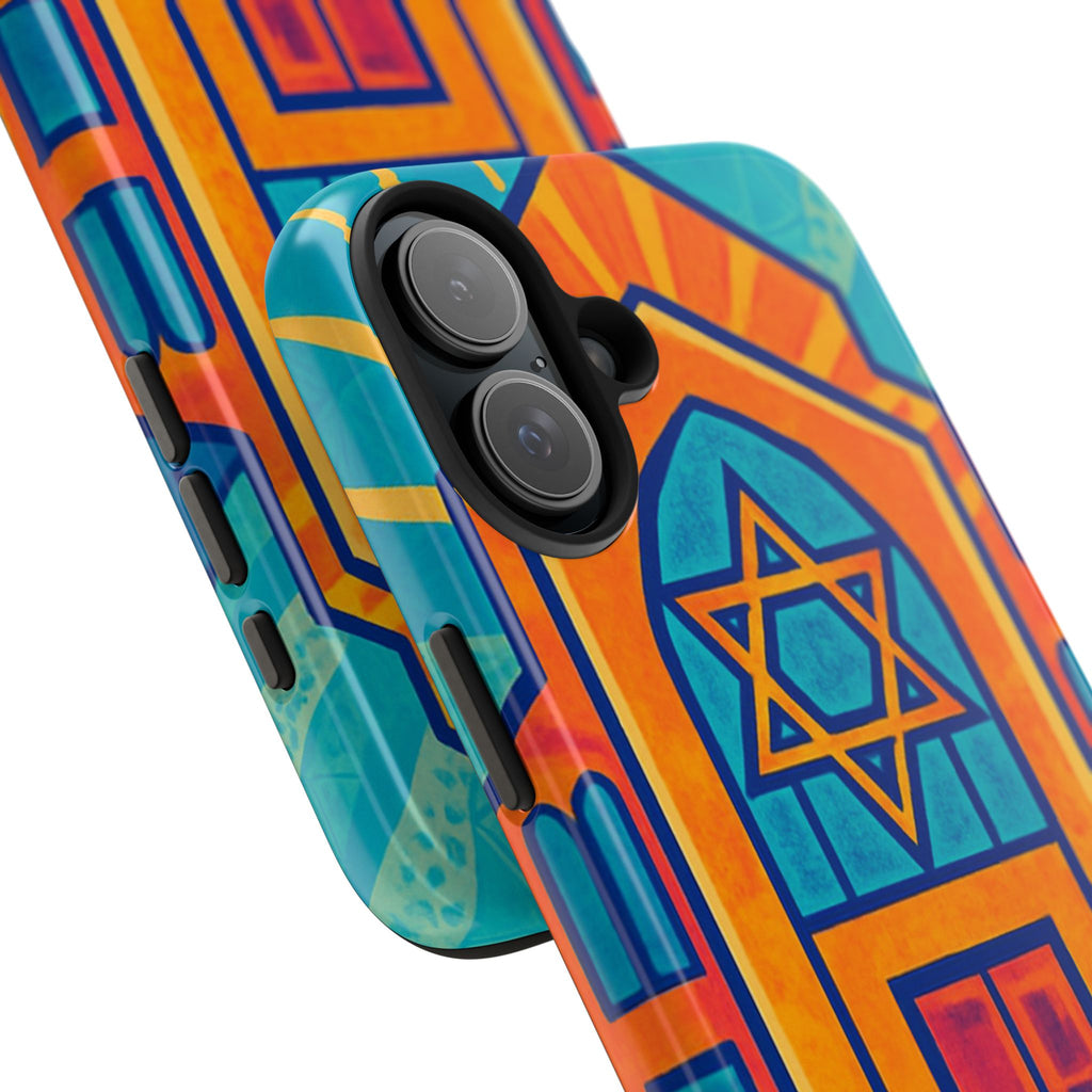 Jewish Synagogue Art Tough Phone Case — Colorful Jewish Community Design