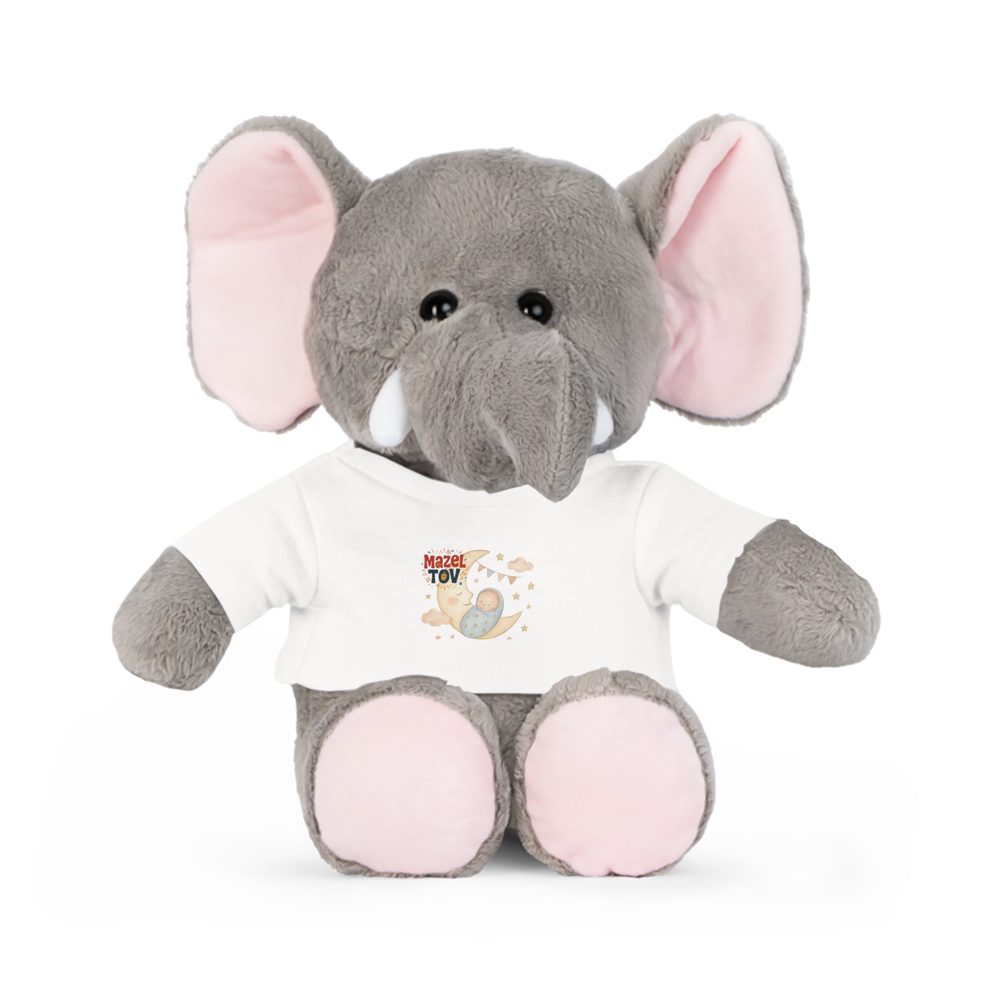 Baby Shower Plush Bear with "Mazel Tov" T‑Shirt — Newborn Gift