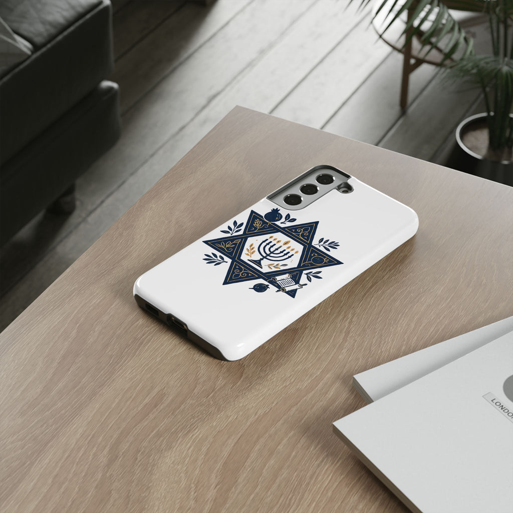 Jewish Star of David Menorah Phone Case — Jewish Hanukkah Symbol Protective Cover