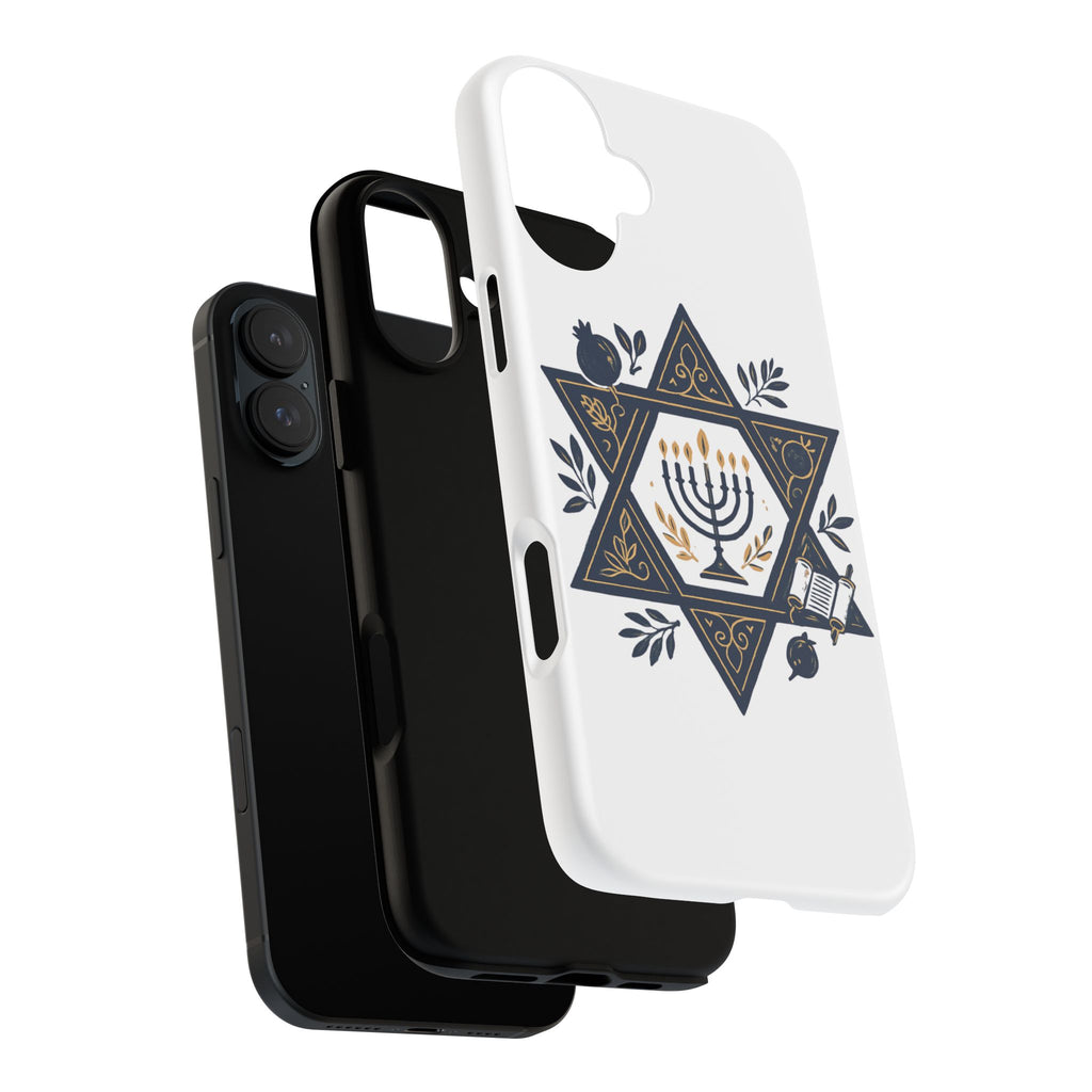 Jewish Star of David Menorah Phone Case — Jewish Hanukkah Symbol Protective Cover
