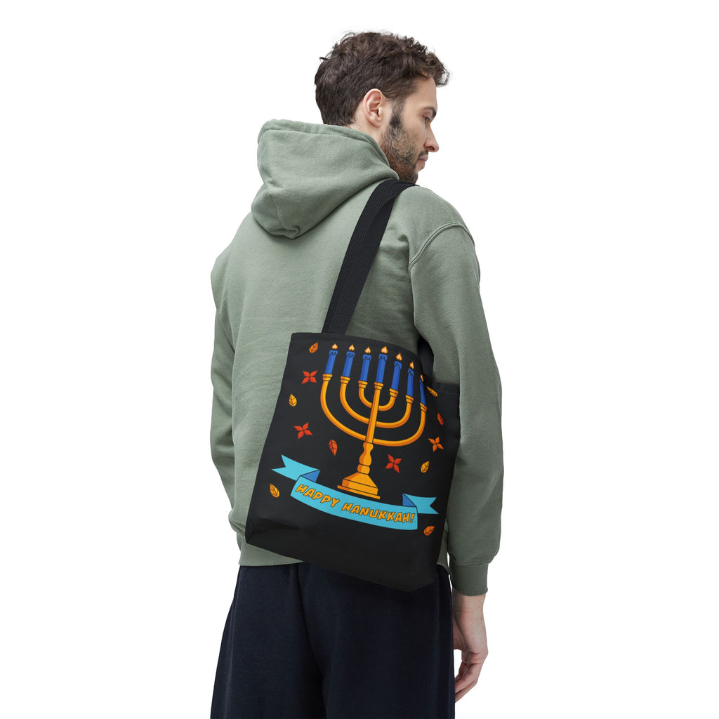 Hanukkah Menorah Tote Bag – "Happy Hanukkah" Holiday Gift Tote