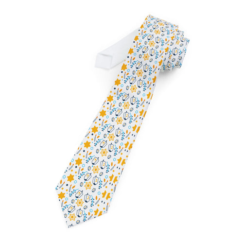 Floral Spring Necktie — Yellow & Blue Ditsy Floral Pattern for Weddings & Casual Wear