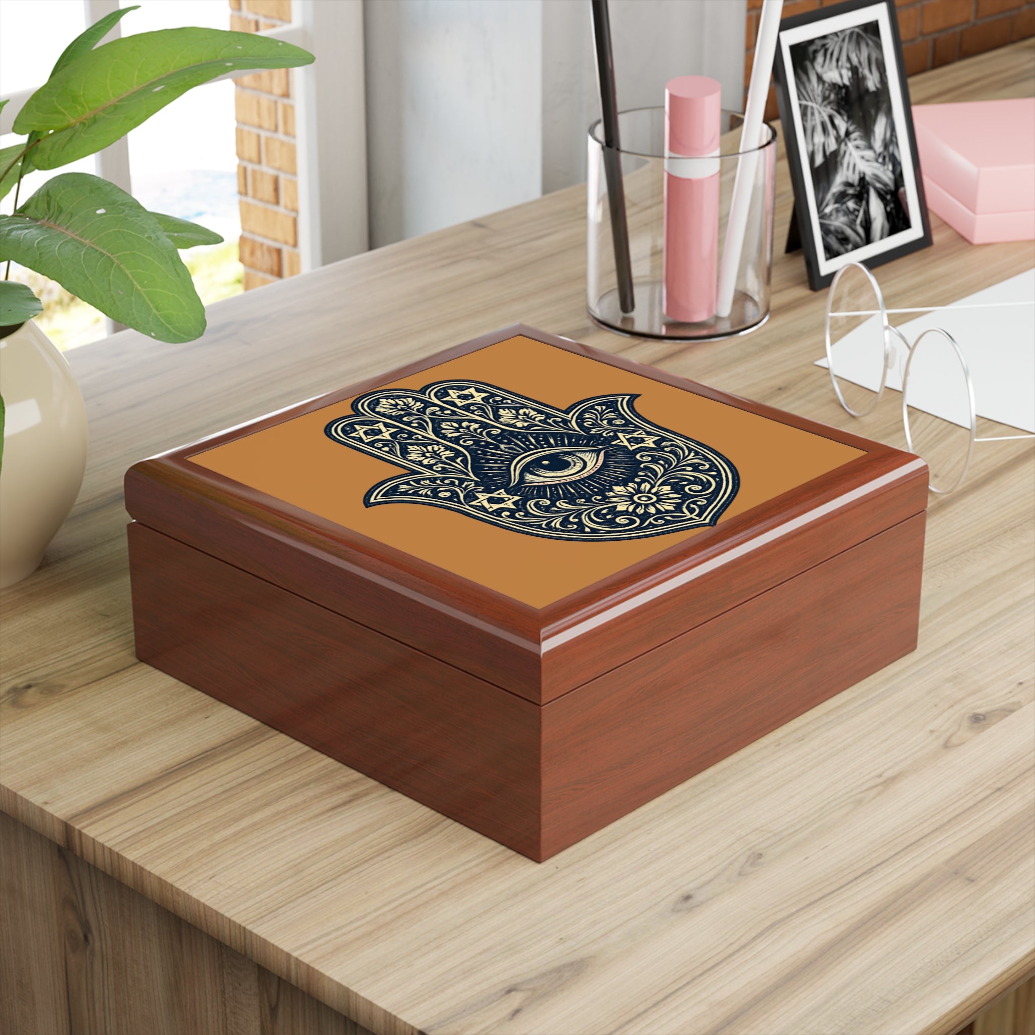Hamsa Hand Jewelry Box – Protective Evil Eye Trinket Organizer