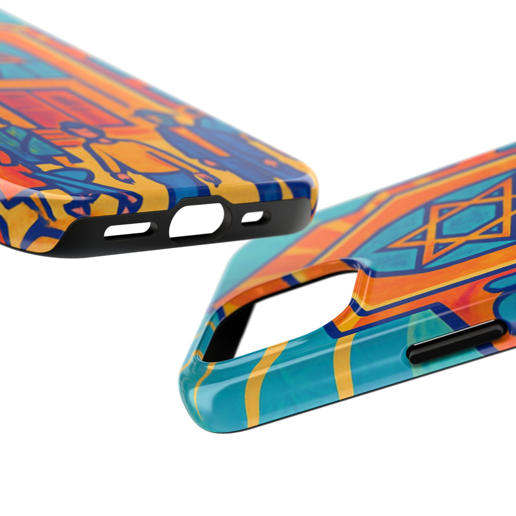 Jewish Synagogue Art Tough Phone Case — Colorful Jewish Community Design