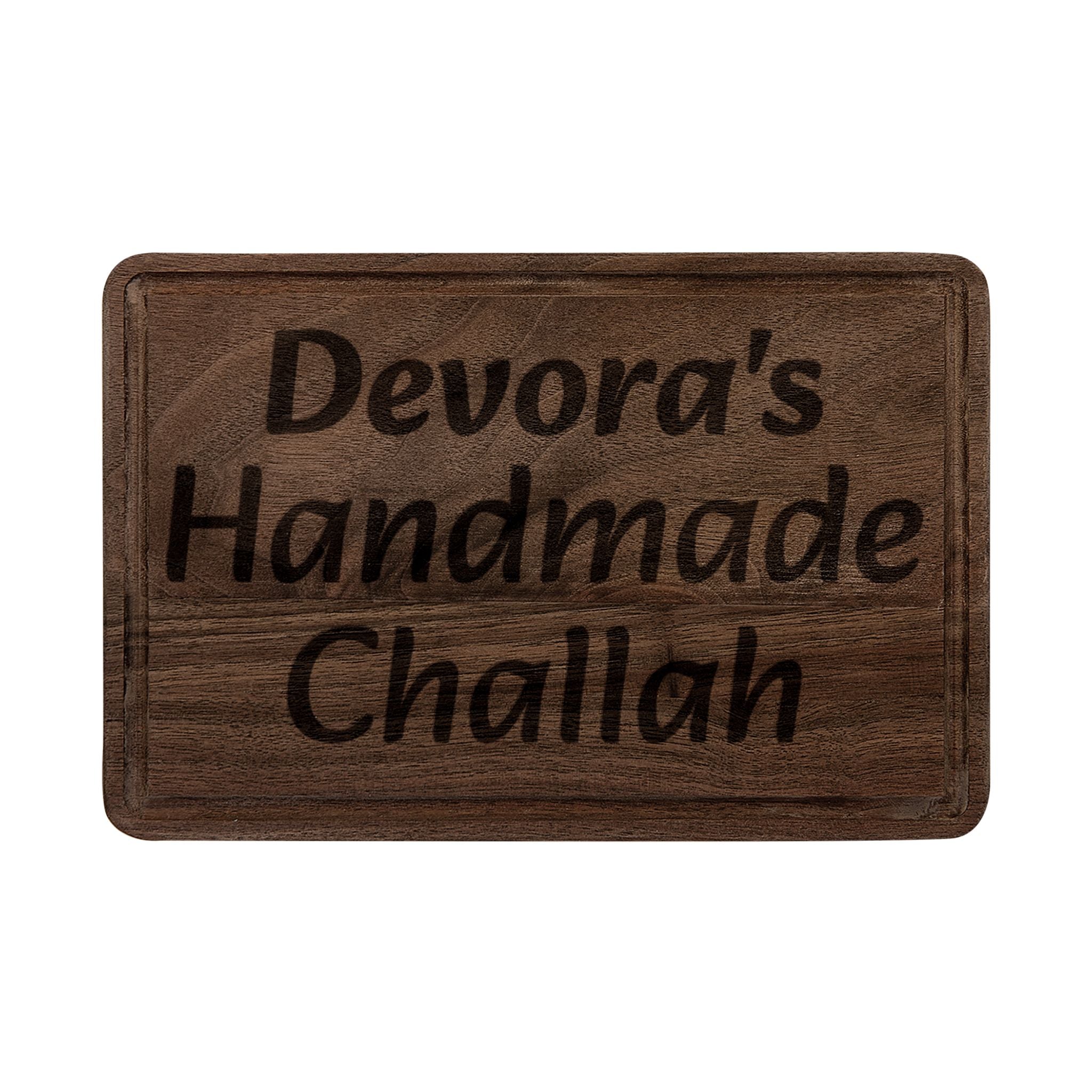 Personalized Engraved Cutting Board – "Devora's Handmade Challah" Wooden Serving & Bread Board