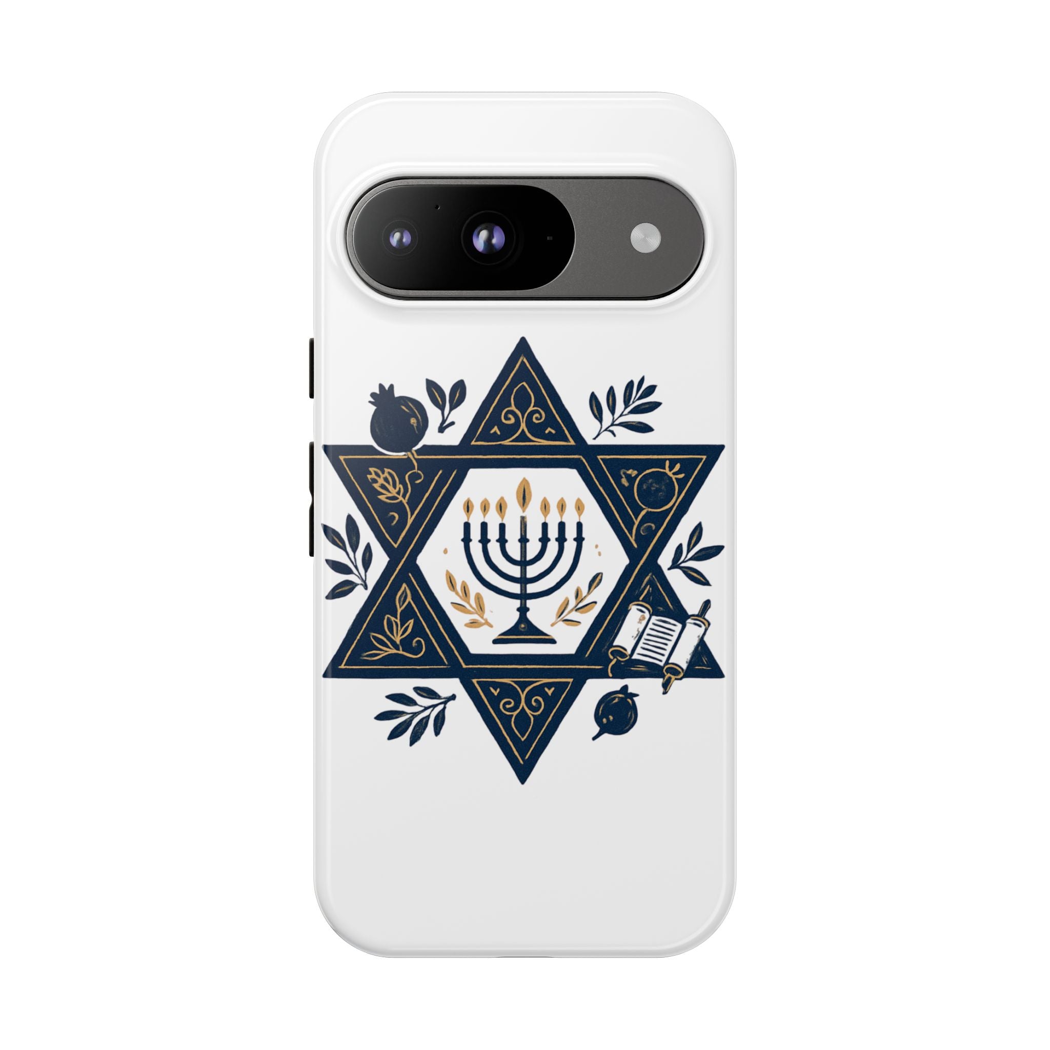 Jewish Star of David Menorah Phone Case — Jewish Hanukkah Symbol Protective Cover