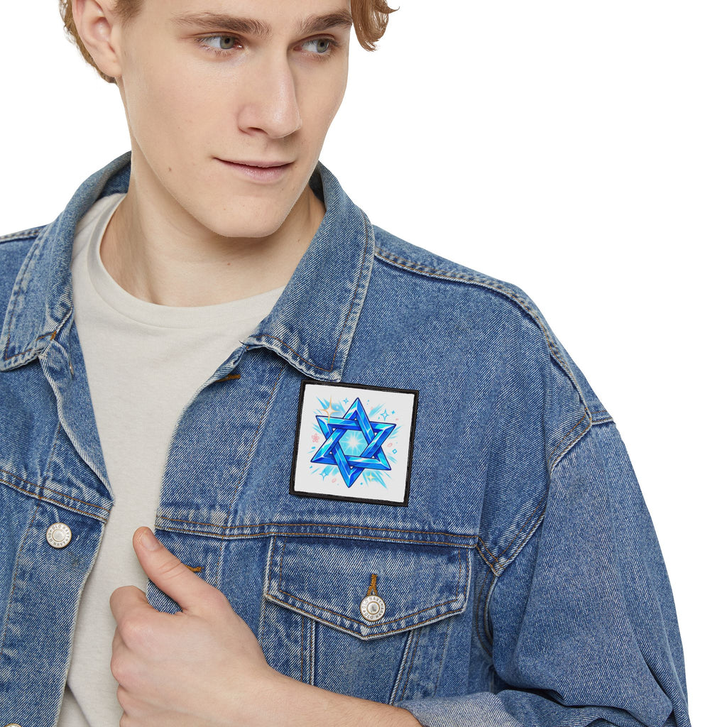 Star of David Iron-On Patch — Sparkling Blue Judaica Patch for Jackets & Bags