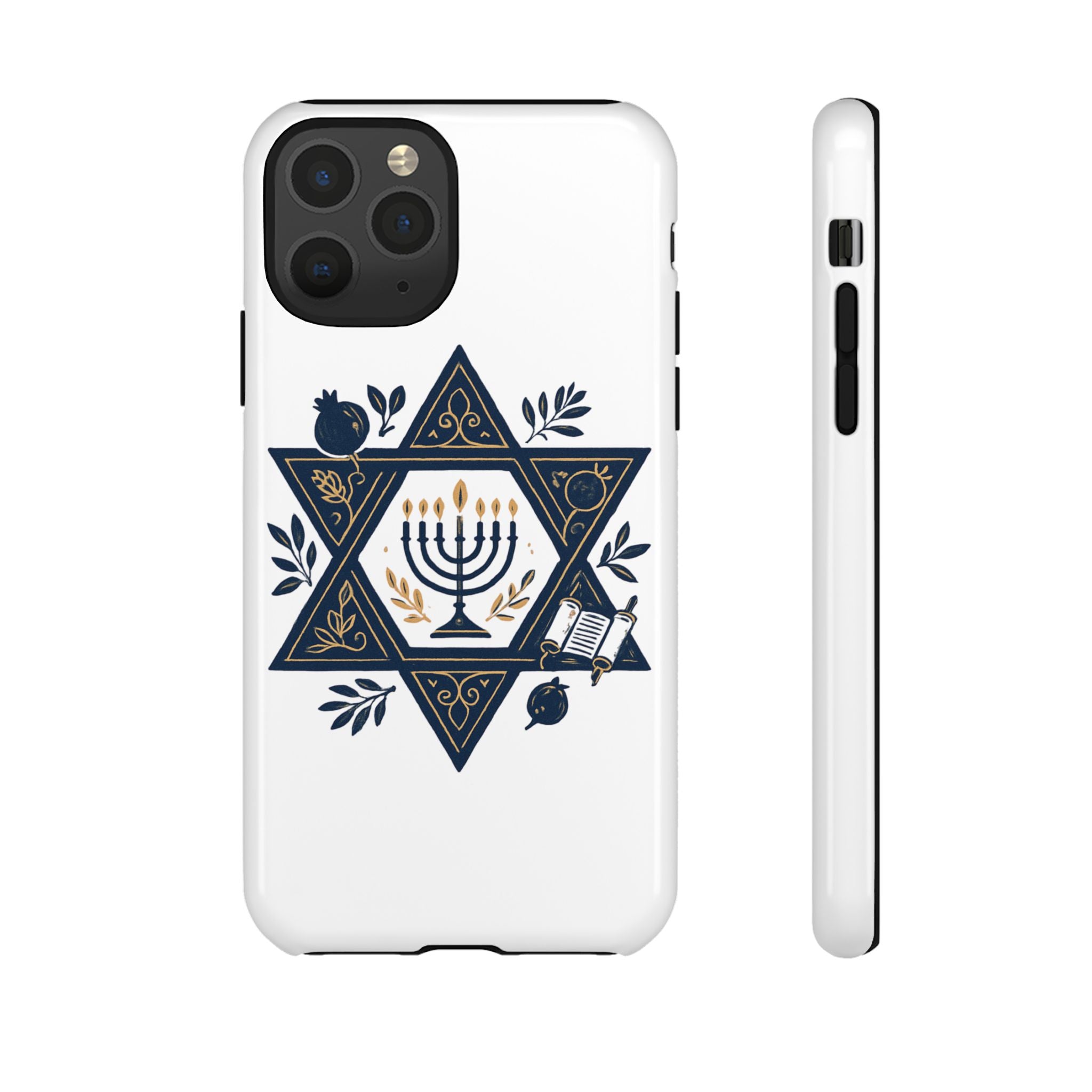 Jewish Star of David Menorah Phone Case — Jewish Hanukkah Symbol Protective Cover