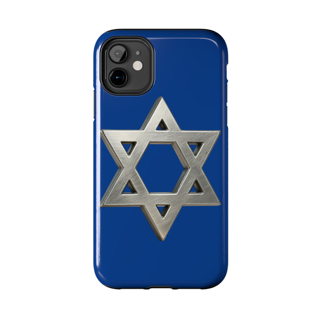 Jewish Blue Phone Case with Silver Star of David – Tough Protective Jewish Religious Design