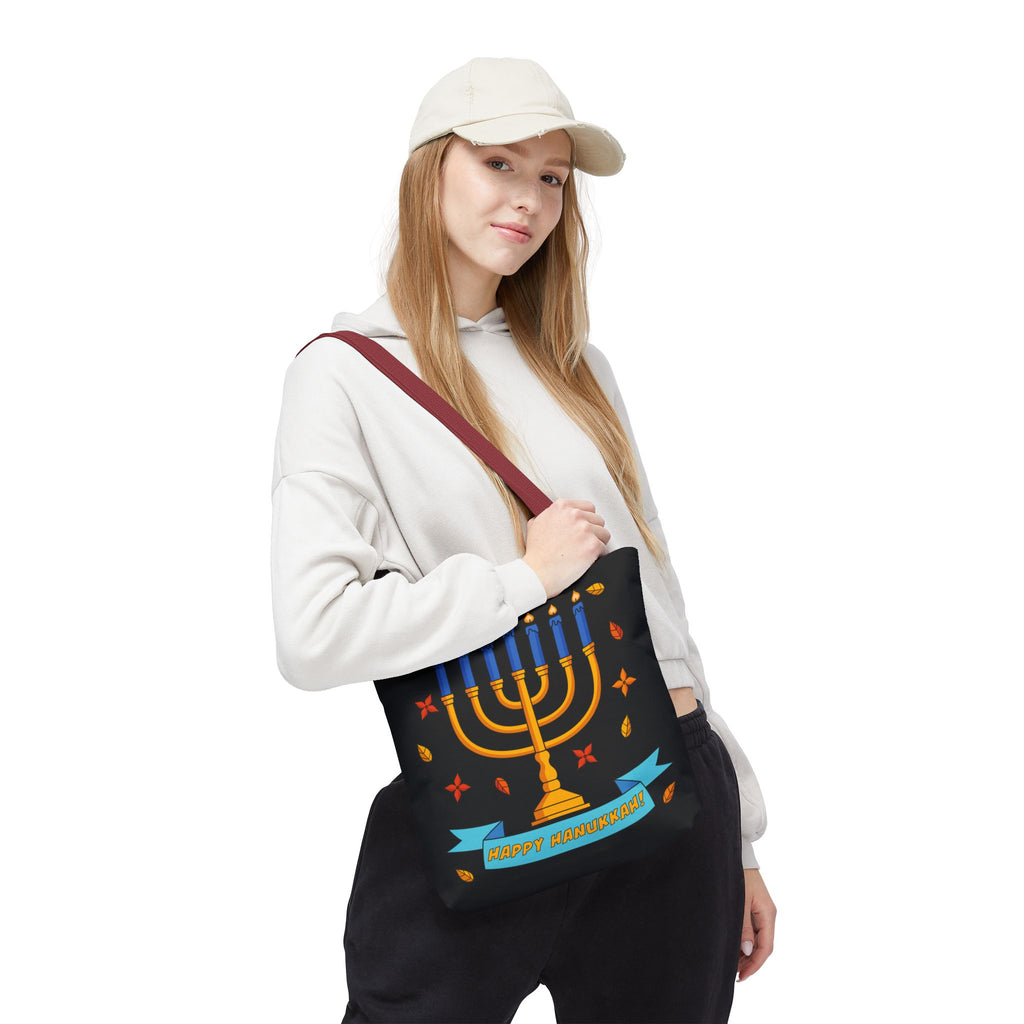 Hanukkah Menorah Tote Bag – "Happy Hanukkah" Holiday Gift Tote