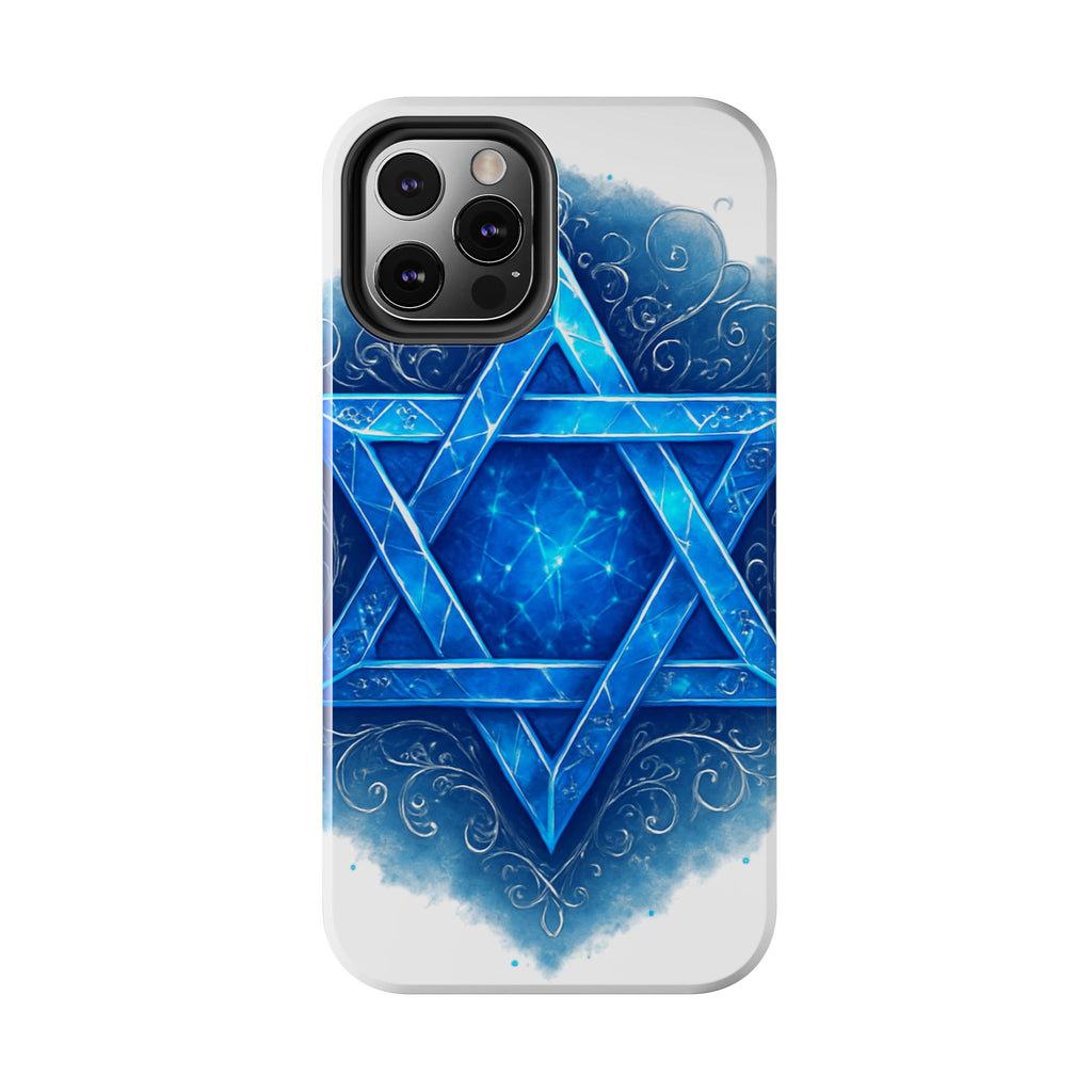 Jewish Star of David Blue Watercolor Tough Phone Case — Protective Jewish Symbol Phone Cover