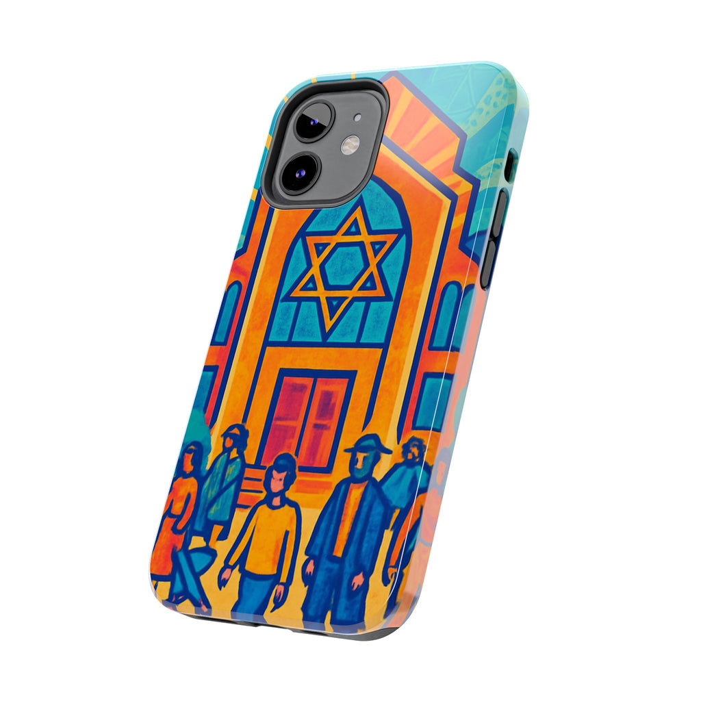 Jewish Synagogue Art Tough Phone Case — Colorful Jewish Community Design