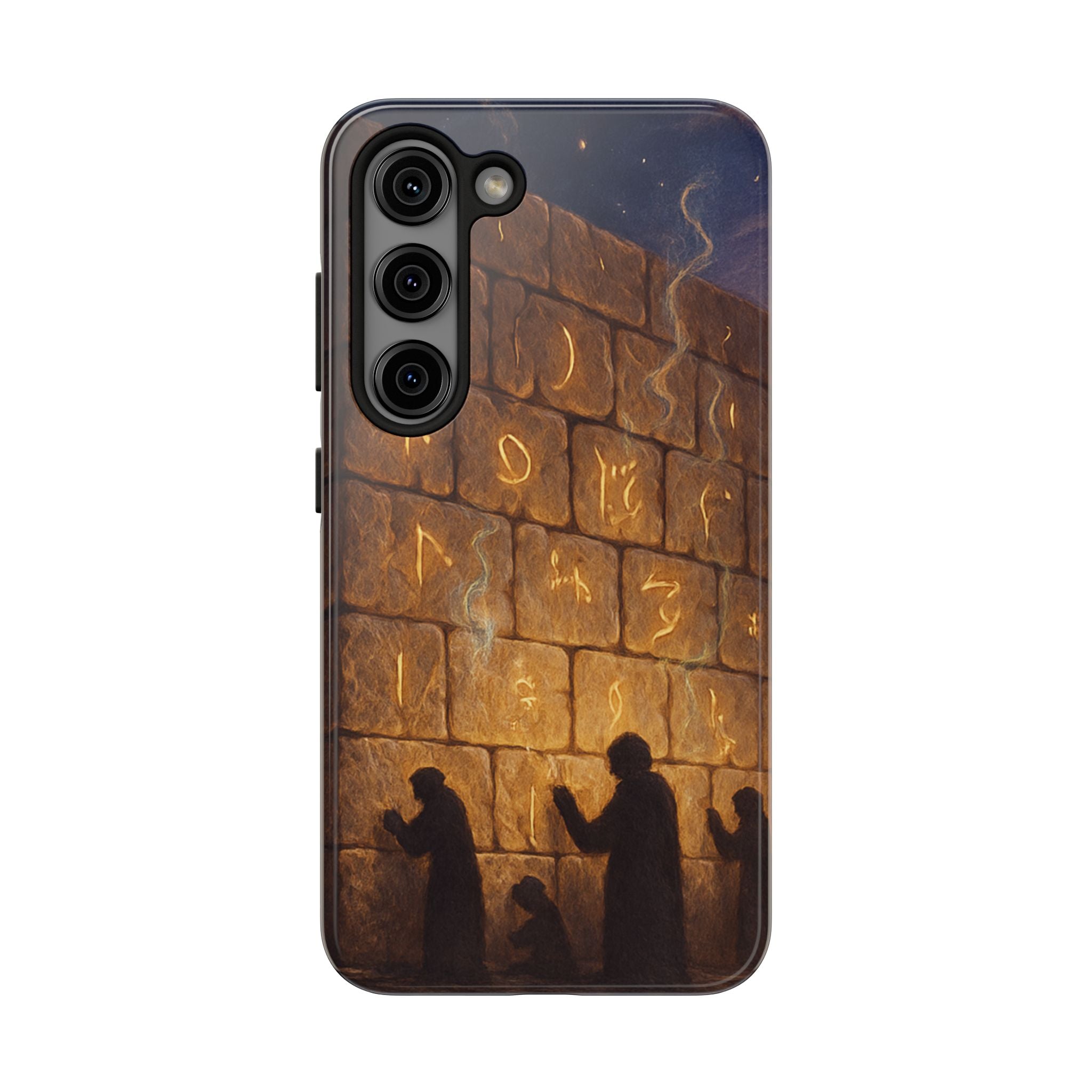 Jewish western Wall Illustration Phone Case — Prayer Silhouettes, Jerusalem Religious Art