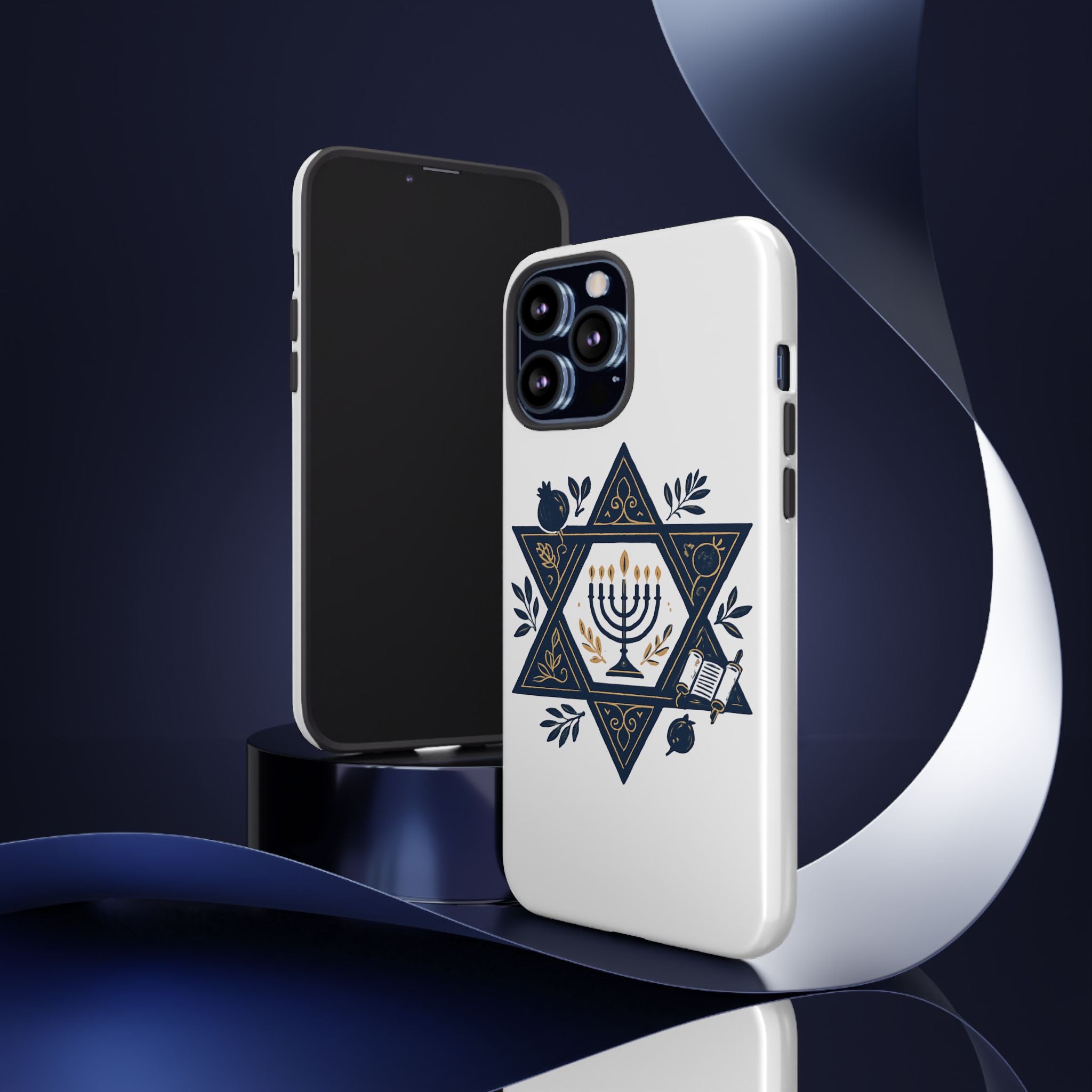 Jewish Star of David Menorah Phone Case — Jewish Hanukkah Symbol Protective Cover
