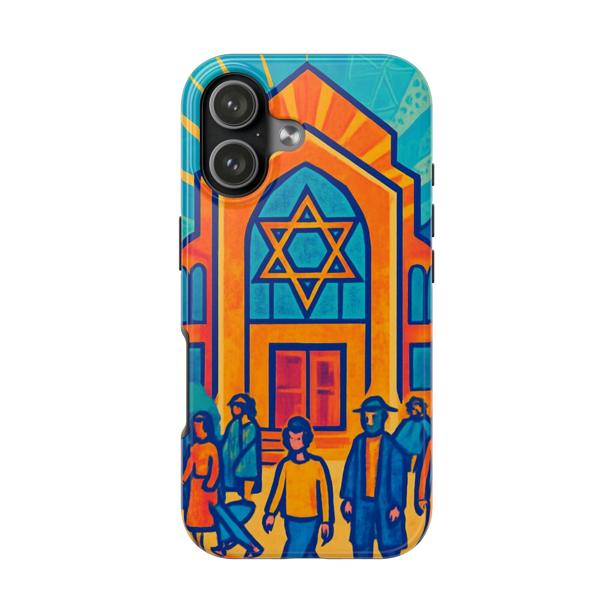 Jewish Synagogue Art Tough Phone Case — Colorful Jewish Community Design