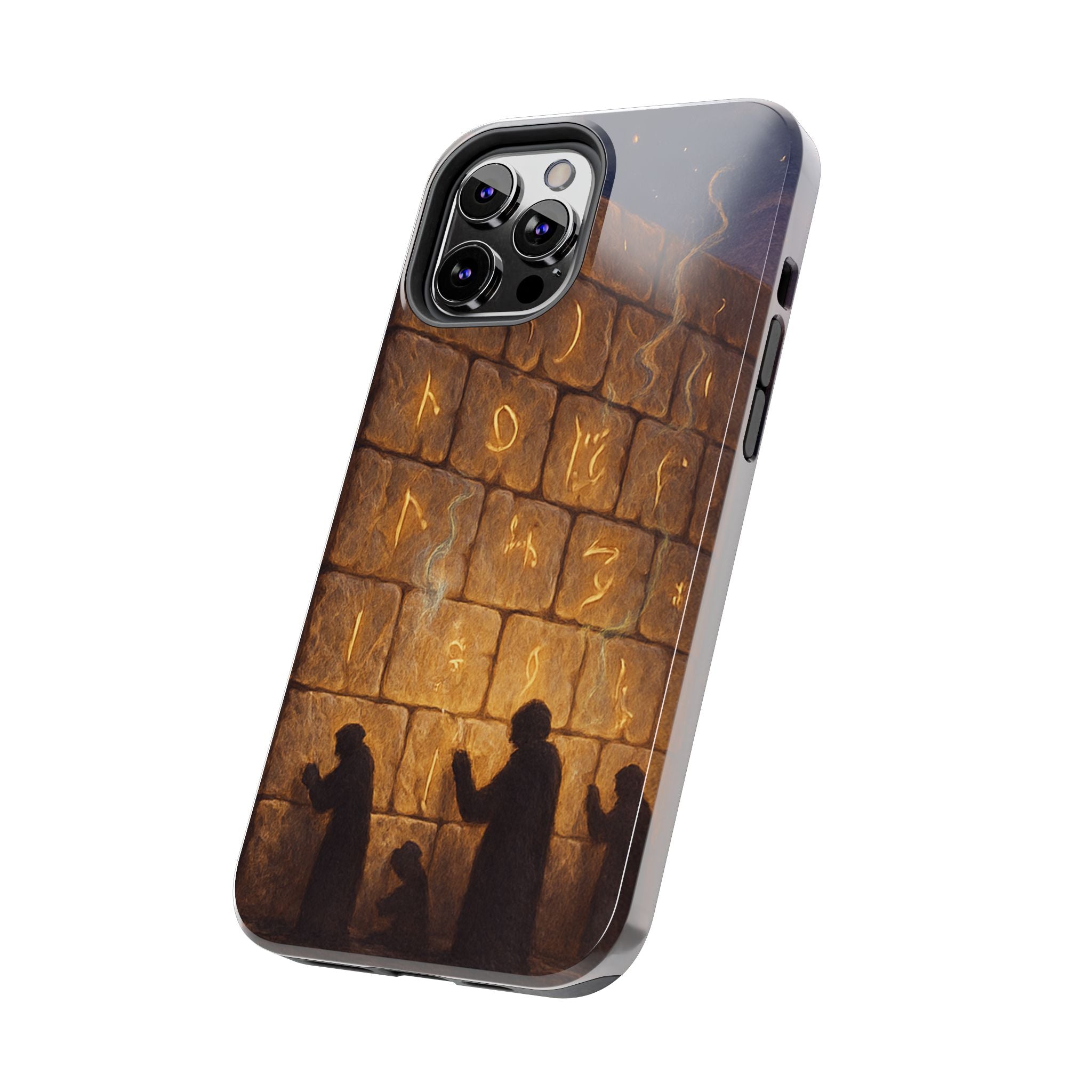 Jewish western Wall Illustration Phone Case — Prayer Silhouettes, Jerusalem Religious Art