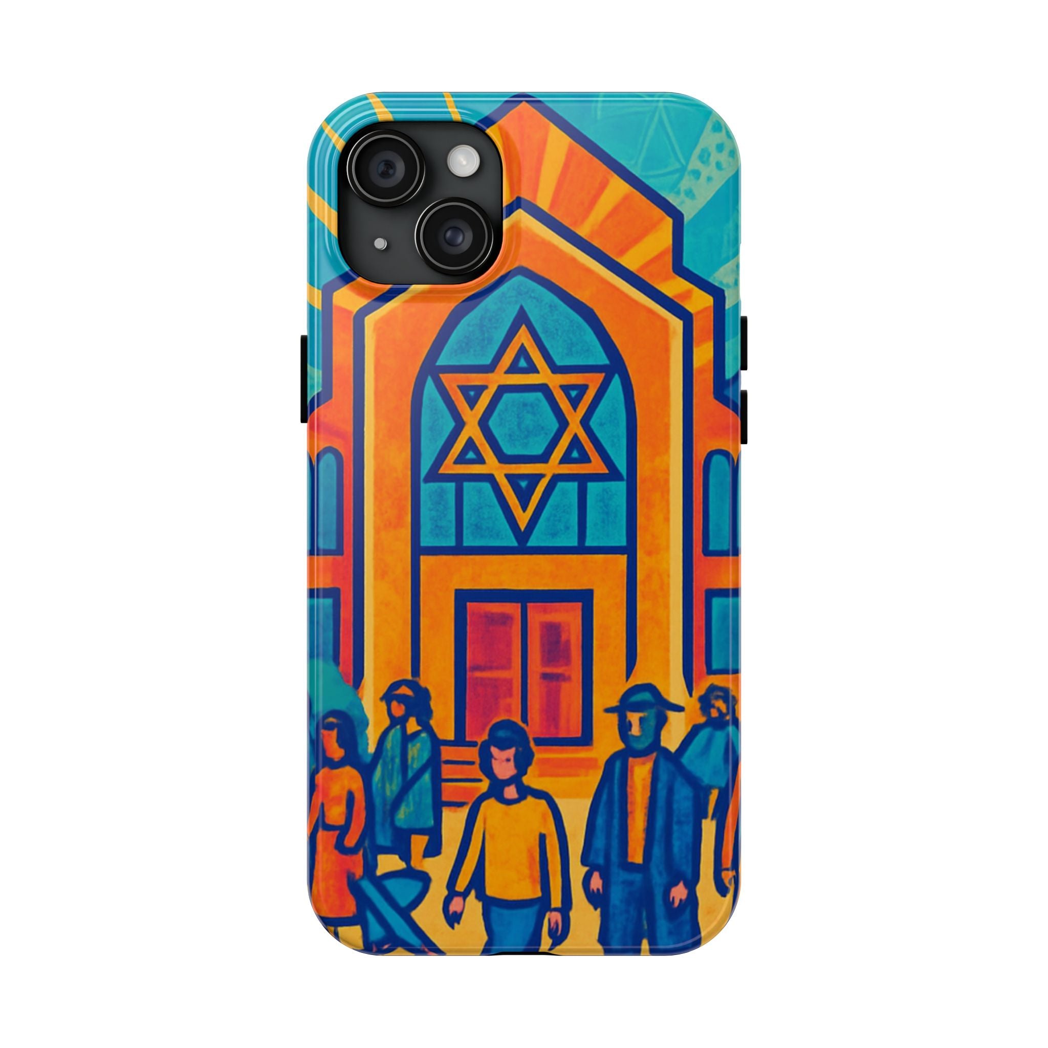 Jewish Synagogue Art Tough Phone Case — Colorful Jewish Community Design