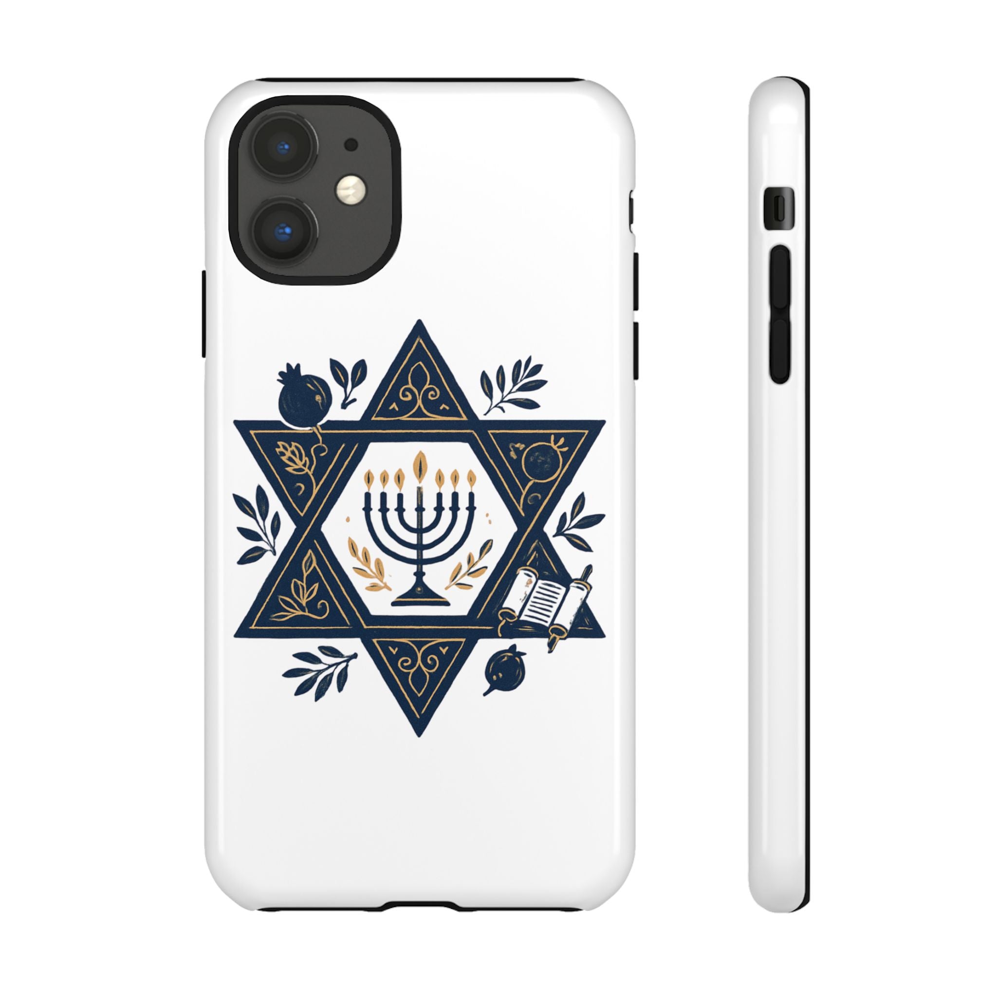 Jewish Star of David Menorah Phone Case — Jewish Hanukkah Symbol Protective Cover