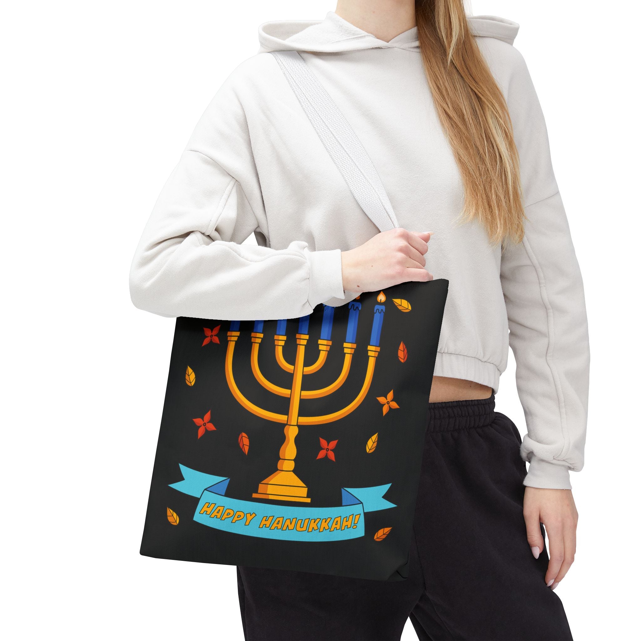 Hanukkah Menorah Tote Bag – "Happy Hanukkah" Holiday Gift Tote