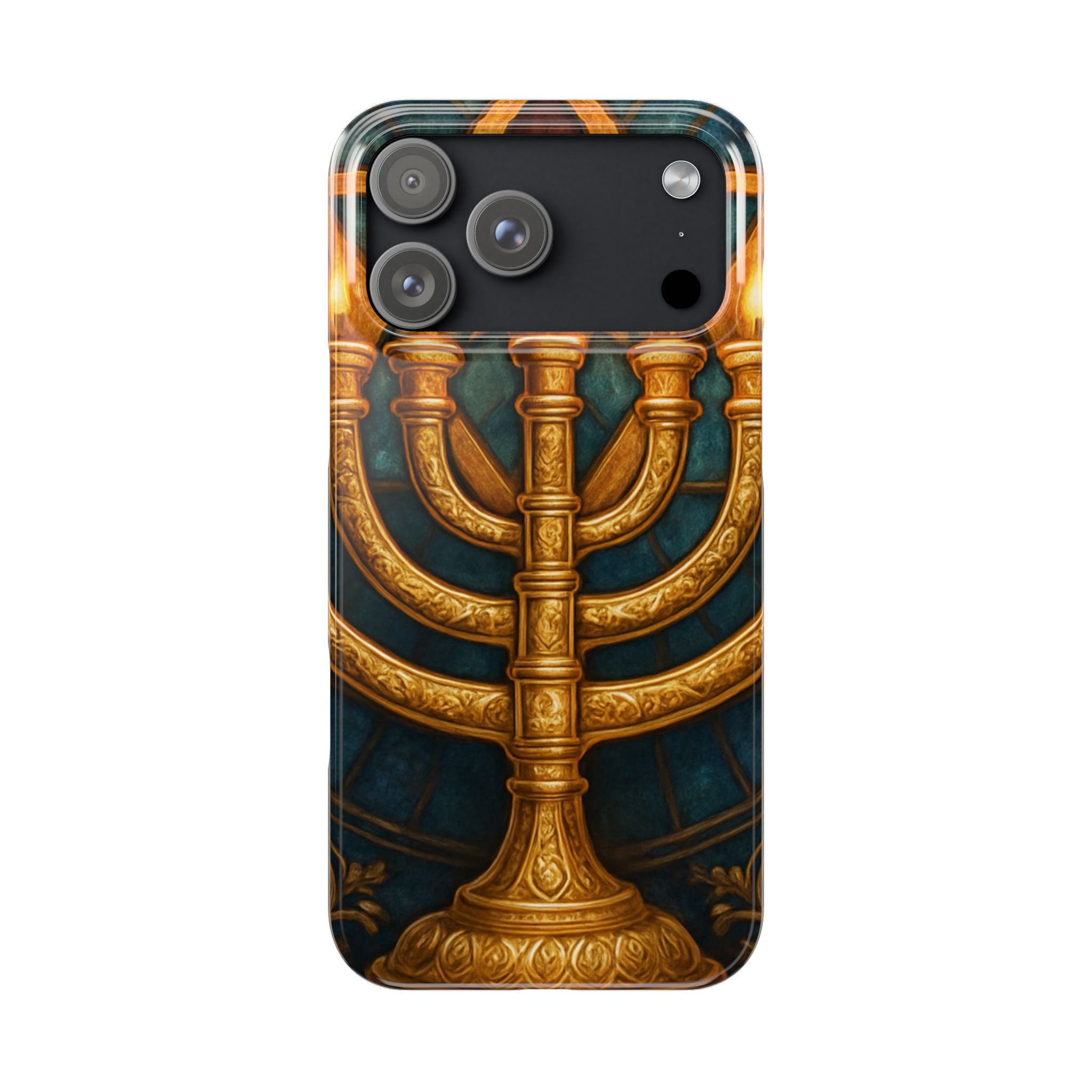 Menorah Slim Phone Case — Gold Hanukkah Dreidel Design