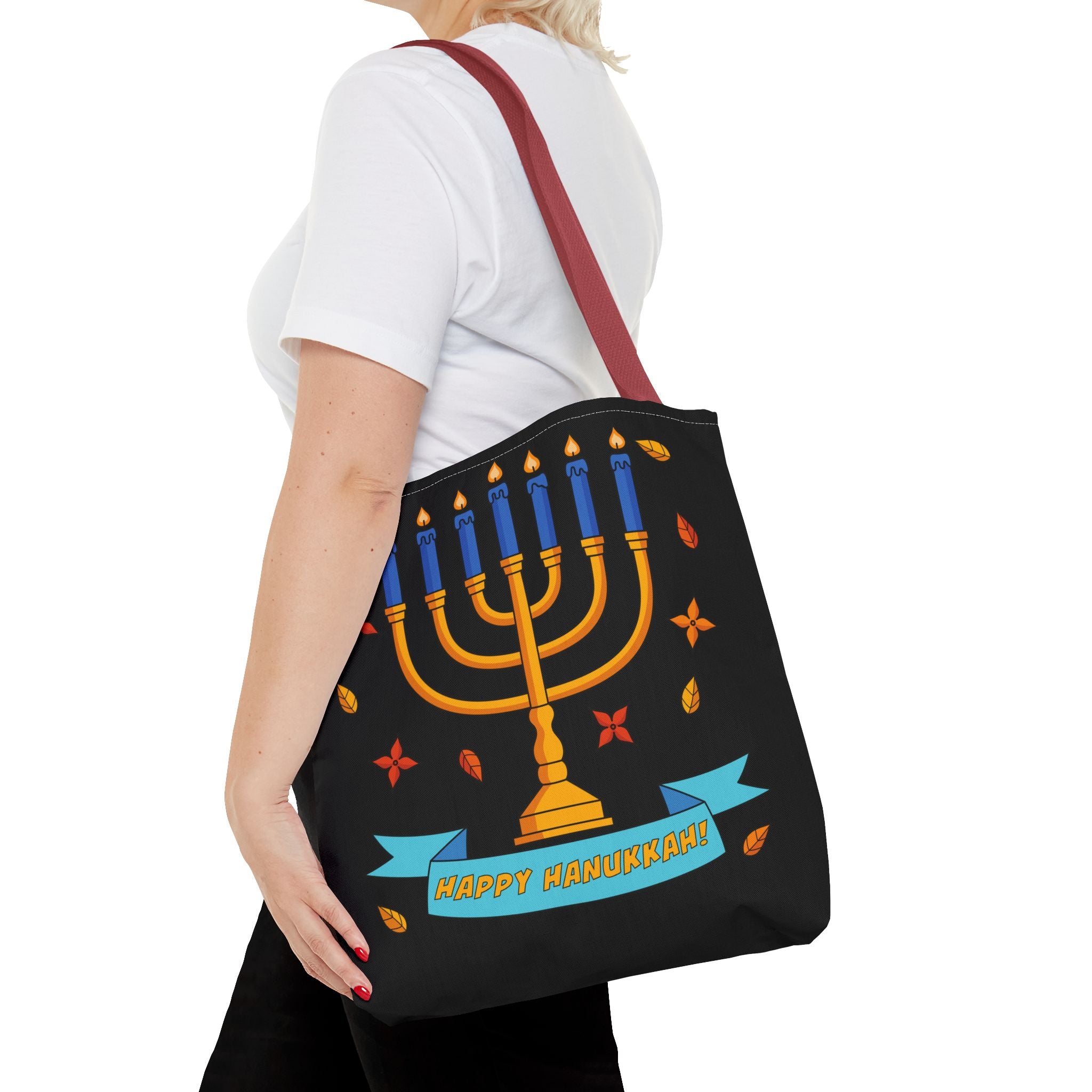 Hanukkah Menorah Tote Bag – "Happy Hanukkah" Holiday Gift Tote